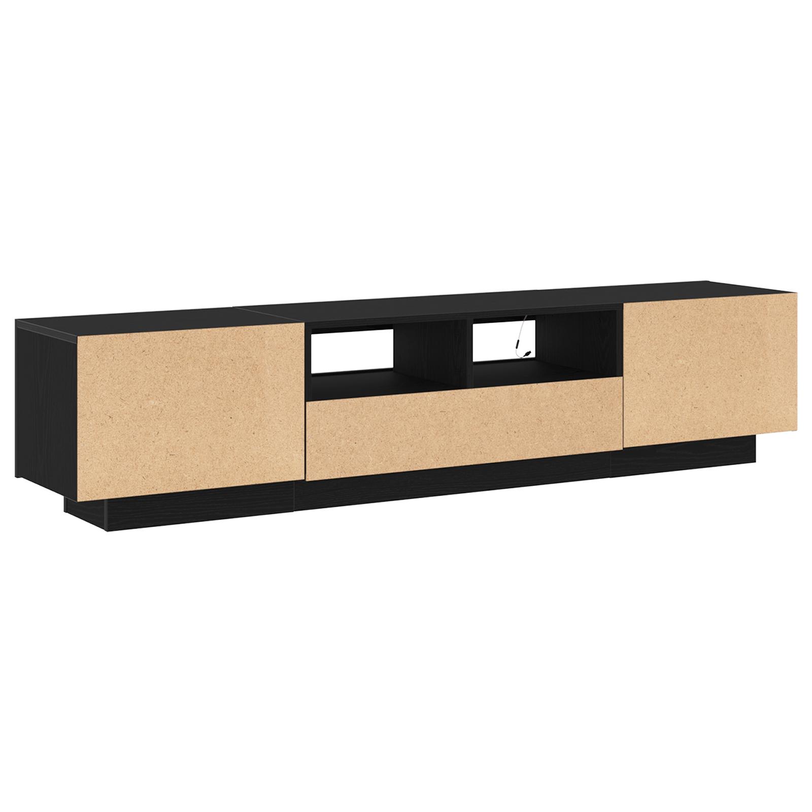 Dulap TV cu lumini LED, stejar negru, 180x35x40 cm, din lemn prelucrat — imaginea 10