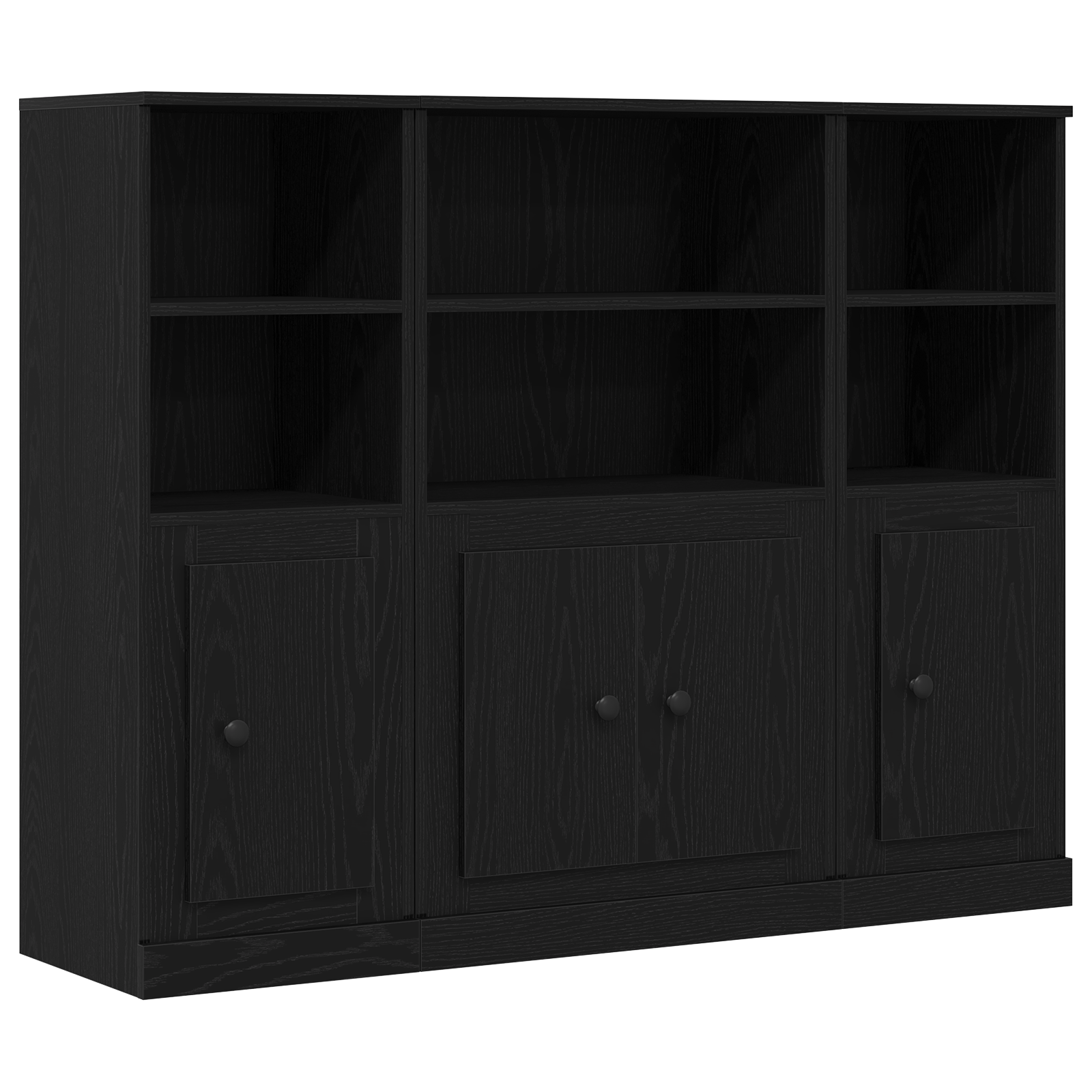 Highboard Negru Stejar 132x35,5x103,5 cm Lemn prelucrat — imaginea 2