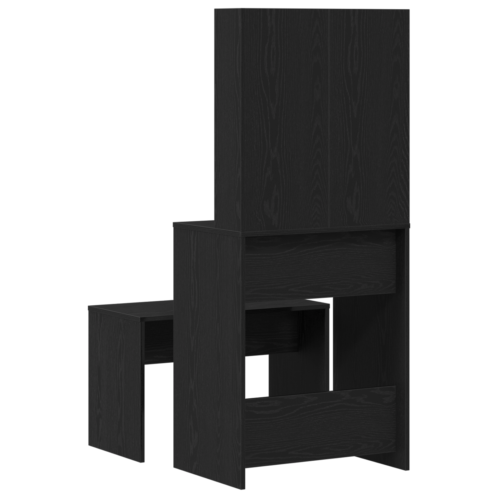 Set de mese de toaleta cu LED din lemn prelucrat stejar negru — imaginea 10