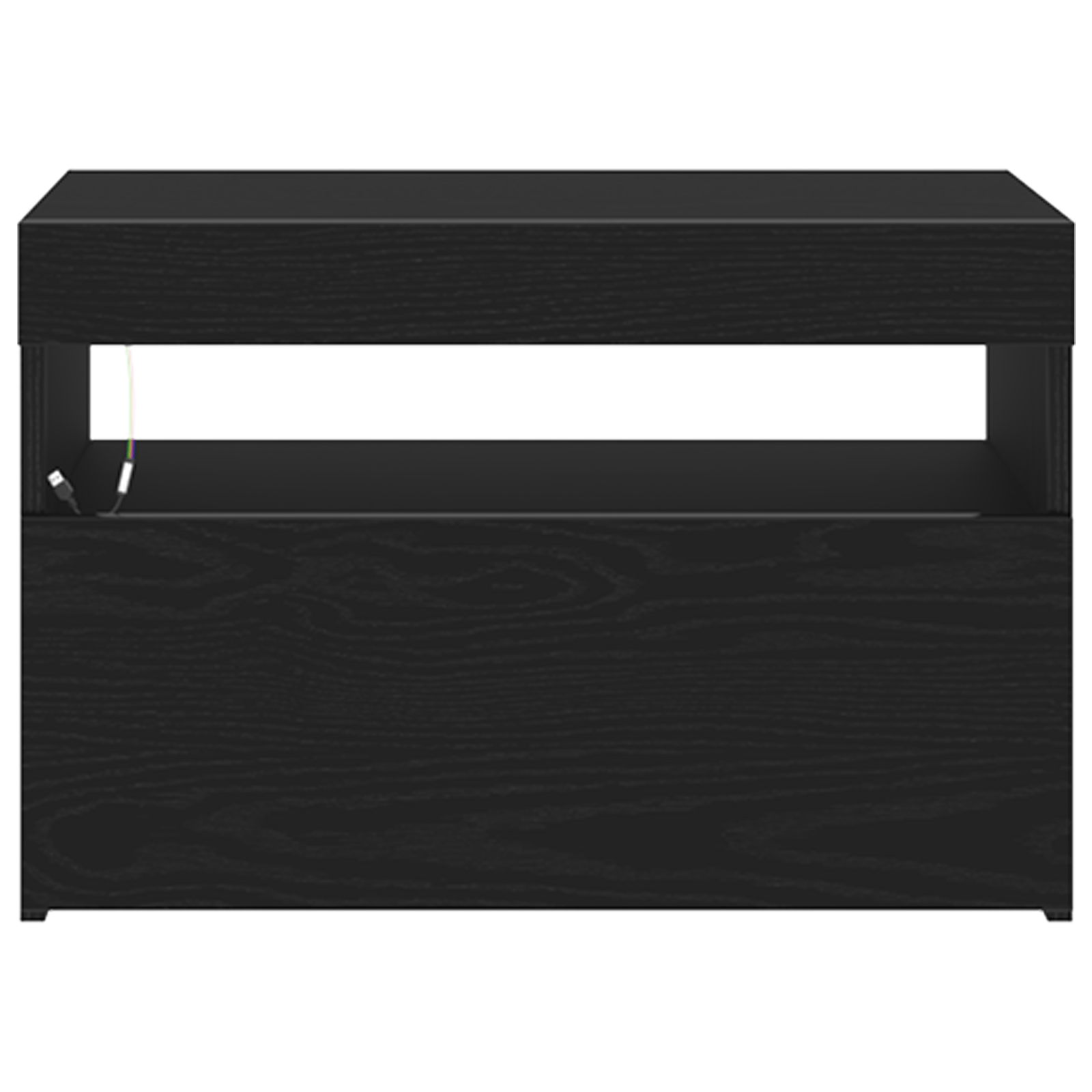 Dulap de nopte cu lumini LED Stejar negru 60x35x40 cm Lemn proiectat — imaginea 7