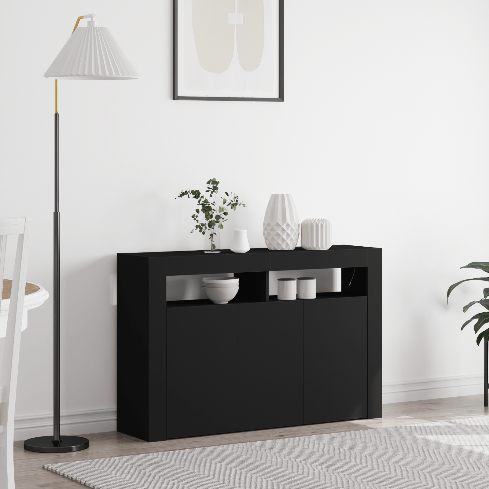 Bufet Negru Lemn Ingineresc 116 x 30 x 75 cm Bufet Rectangular