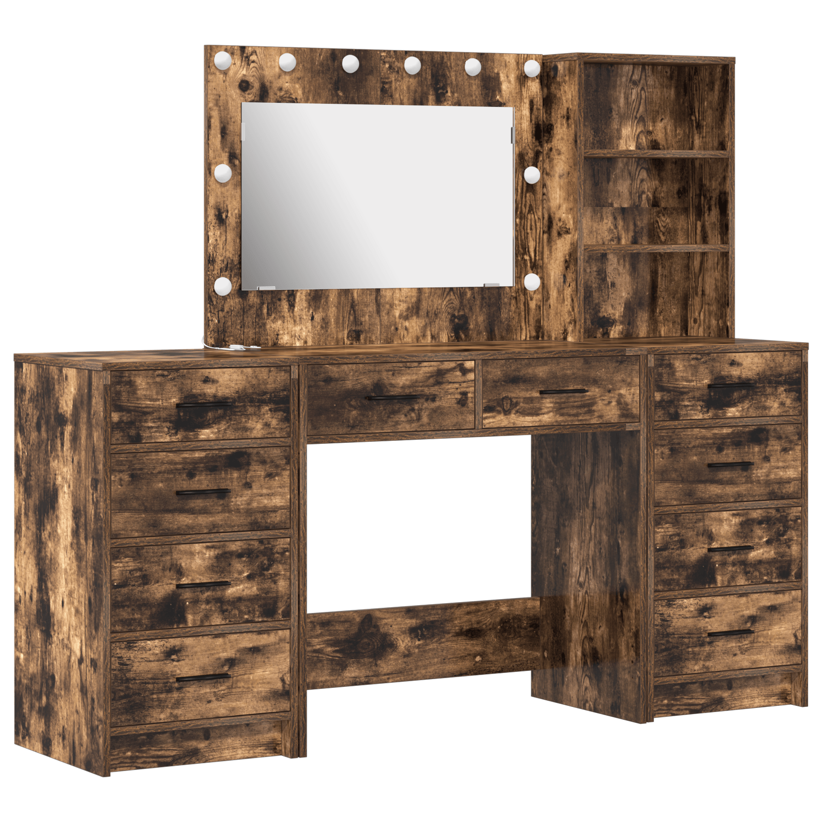 Set de toaleta 3 piese cu LED din lemn de stejar afumat — imaginea 2