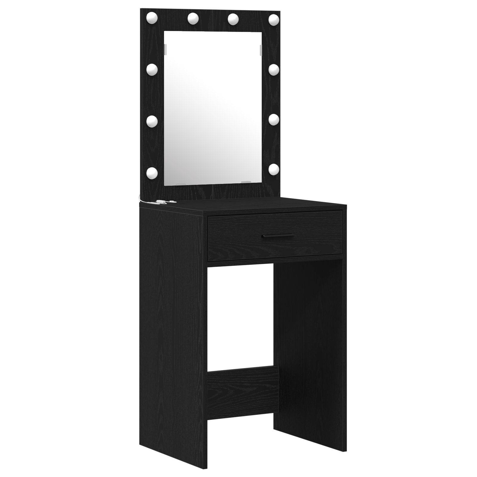 Set masa toaleta cu LED, 2 piese, negru, lemn prelucrat — imaginea 4