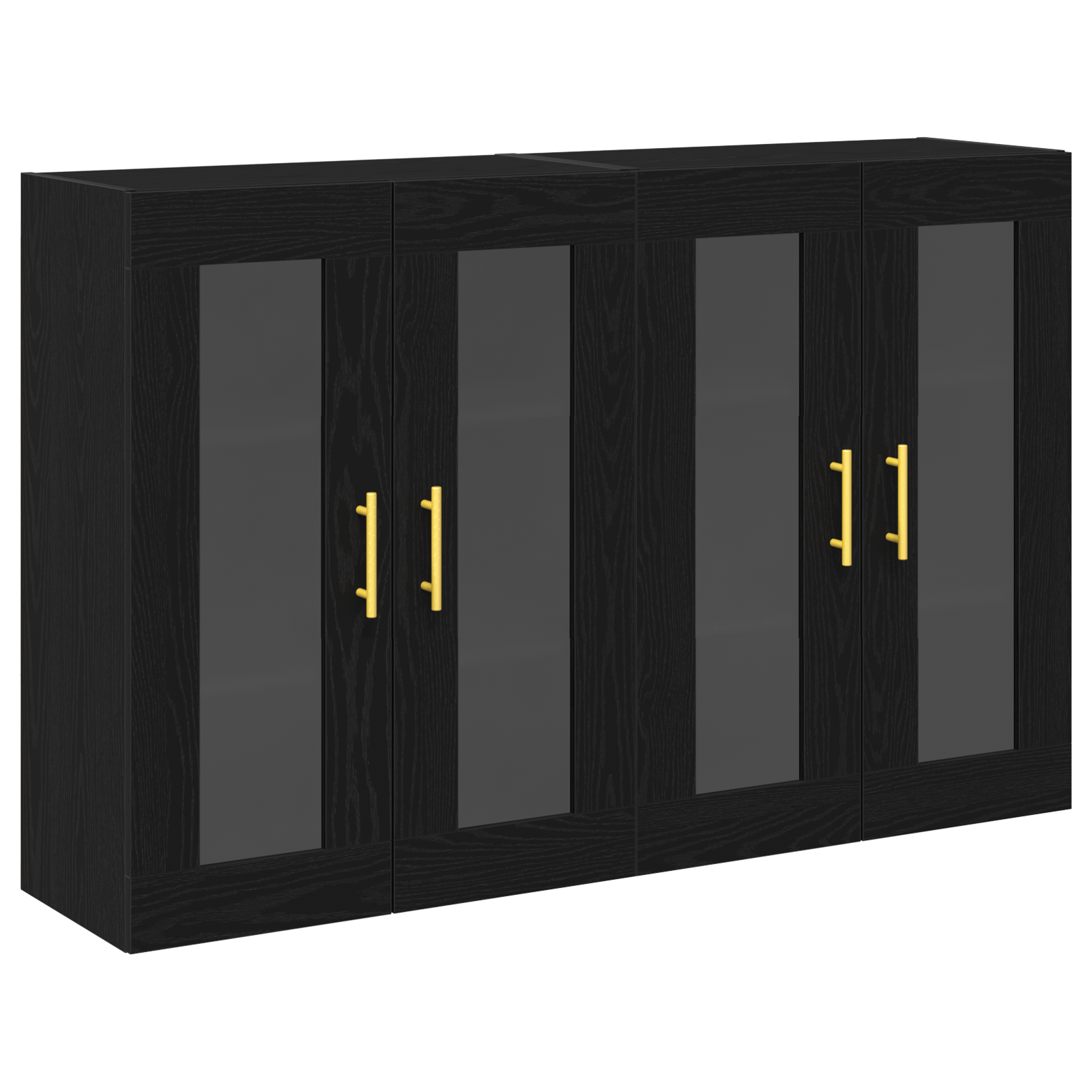 Dulapuri Montate pe Perete 2 buc Negru Stejar 69,5x34x90 cm Lemn Prelucrat — imaginea 2