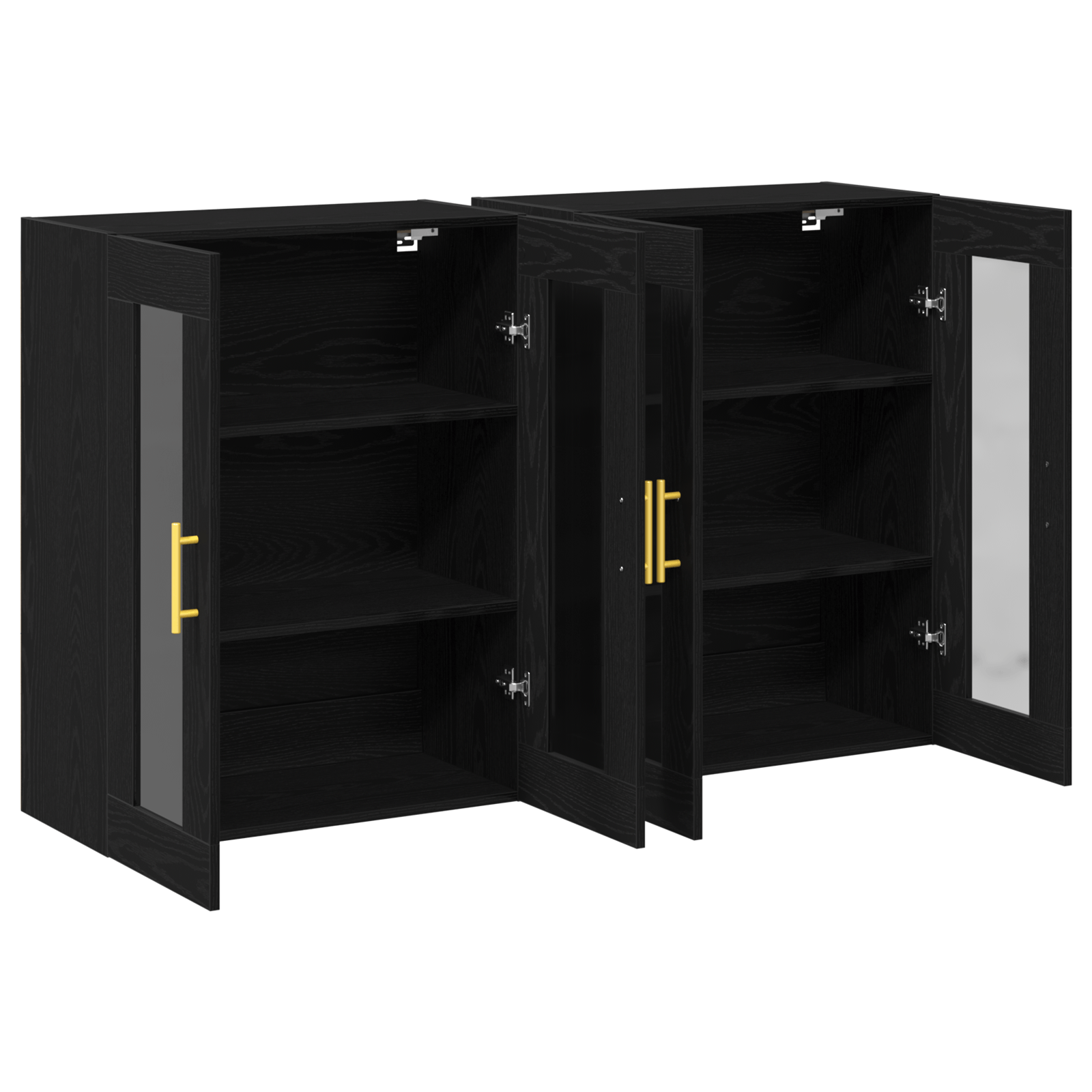 Dulapuri Montate pe Perete 2 buc Negru Stejar 69,5x34x90 cm Lemn Prelucrat — imaginea 5