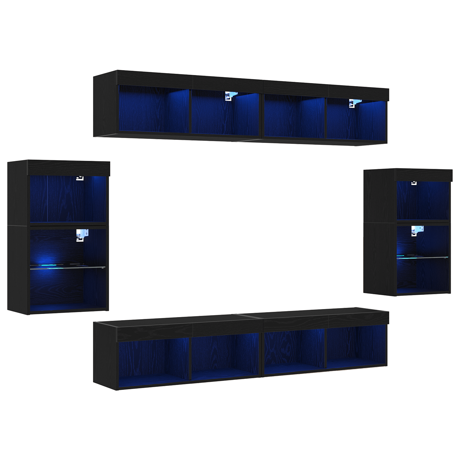 Raft suspendat 2 buc Stejar negru 40x28,5x40 cm din lemn ingineresc — imaginea 2