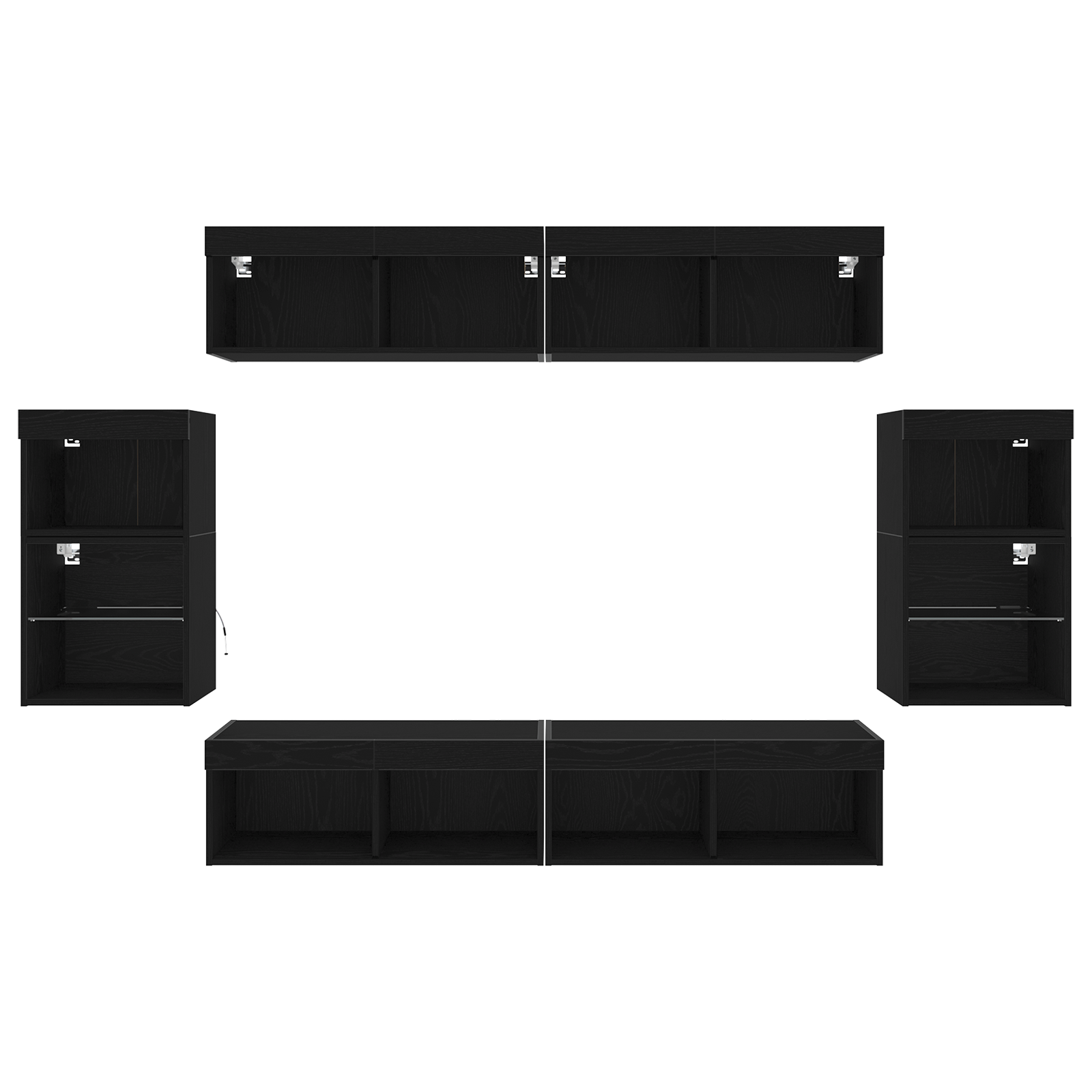 Raft suspendat 2 buc Stejar negru 40x28,5x40 cm din lemn ingineresc — imaginea 9