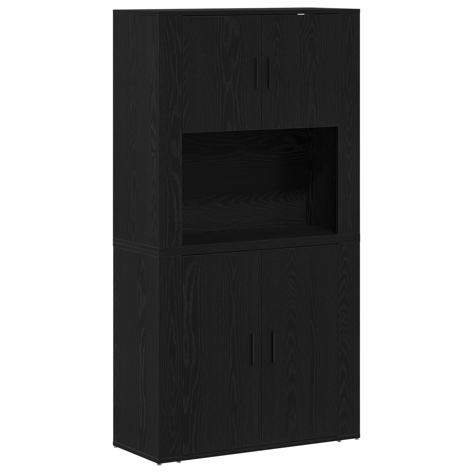 Highboard Negru Stejar 80x33x150 cm Lemn Prelucrat — imaginea 2