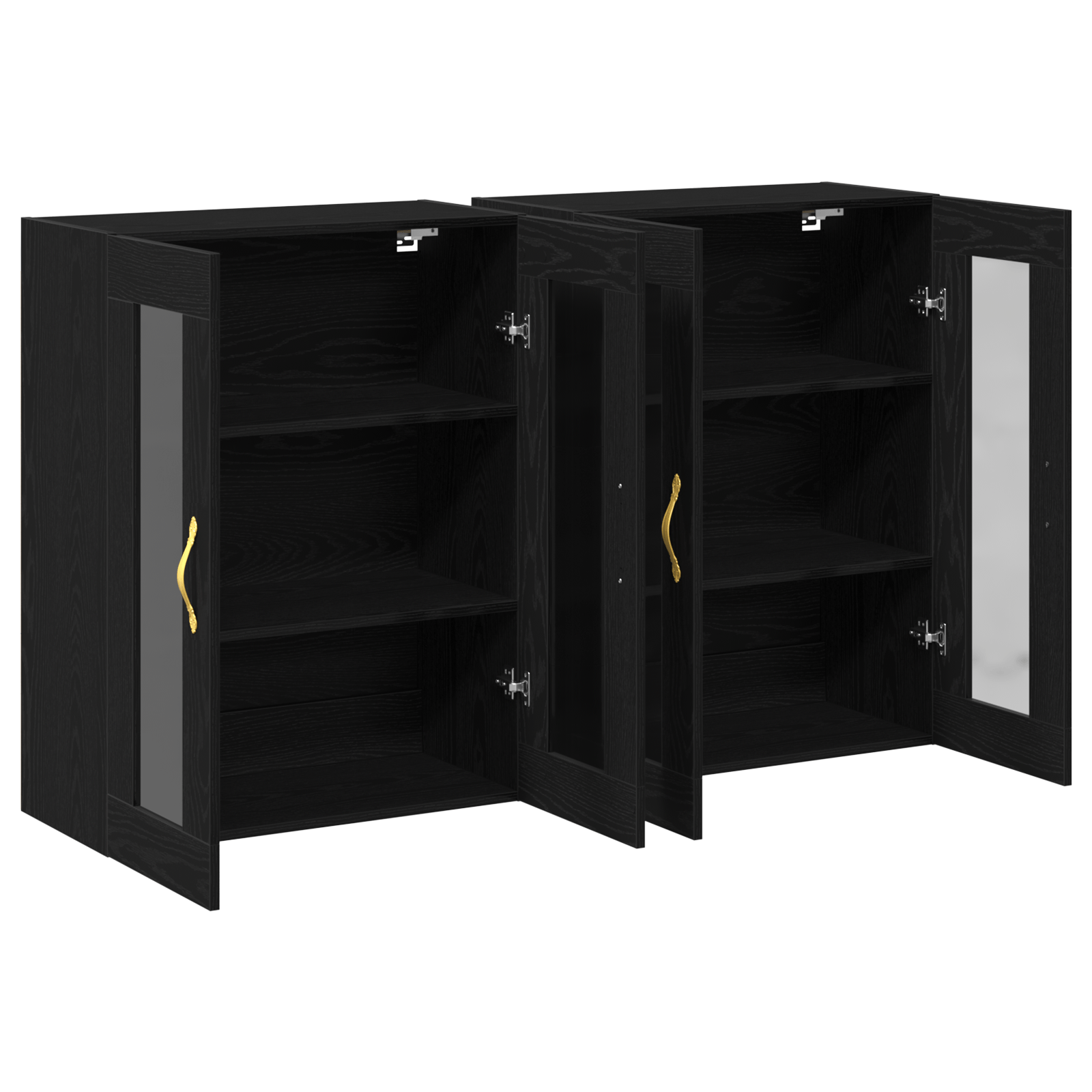 Dulapuri montate pe perete 2 buc Negru Stejar 69,5x34x90 cm Lemn compus — imaginea 5