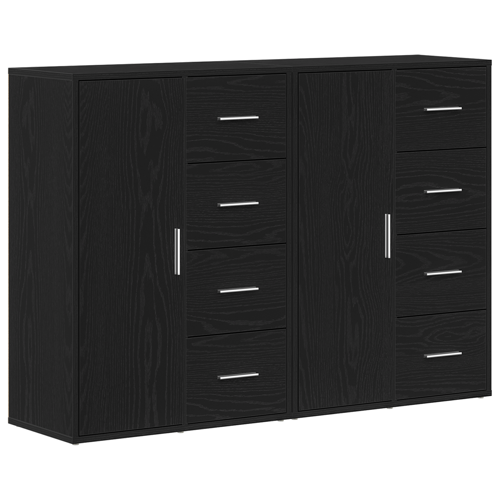Bufete 2 buc Negru Stejar 60x31x84 cm Lemn Ingineresc — imaginea 2