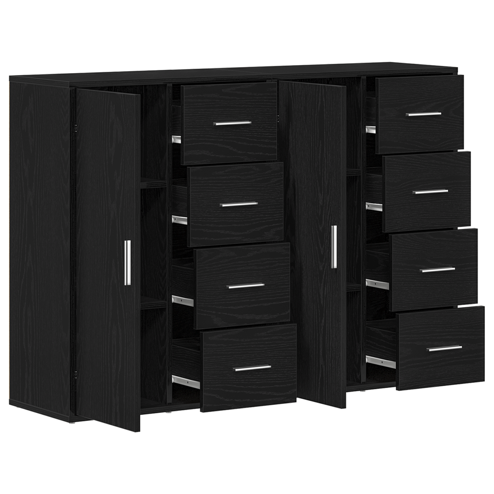 Bufete 2 buc Negru Stejar 60x31x84 cm Lemn Ingineresc — imaginea 5