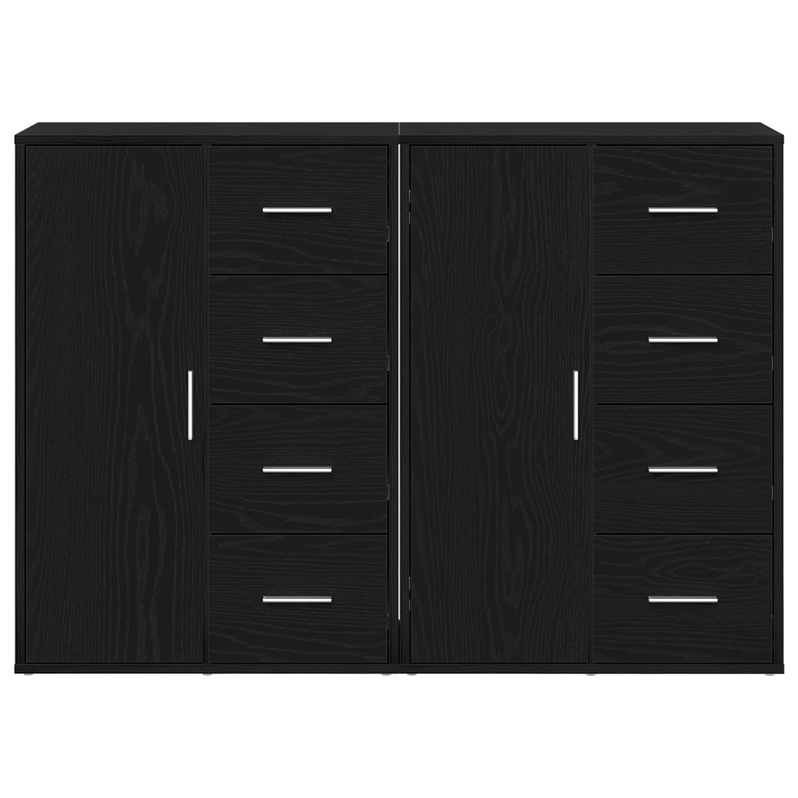 Bufete 2 buc Negru Stejar 60x31x84 cm Lemn Ingineresc — imaginea 6