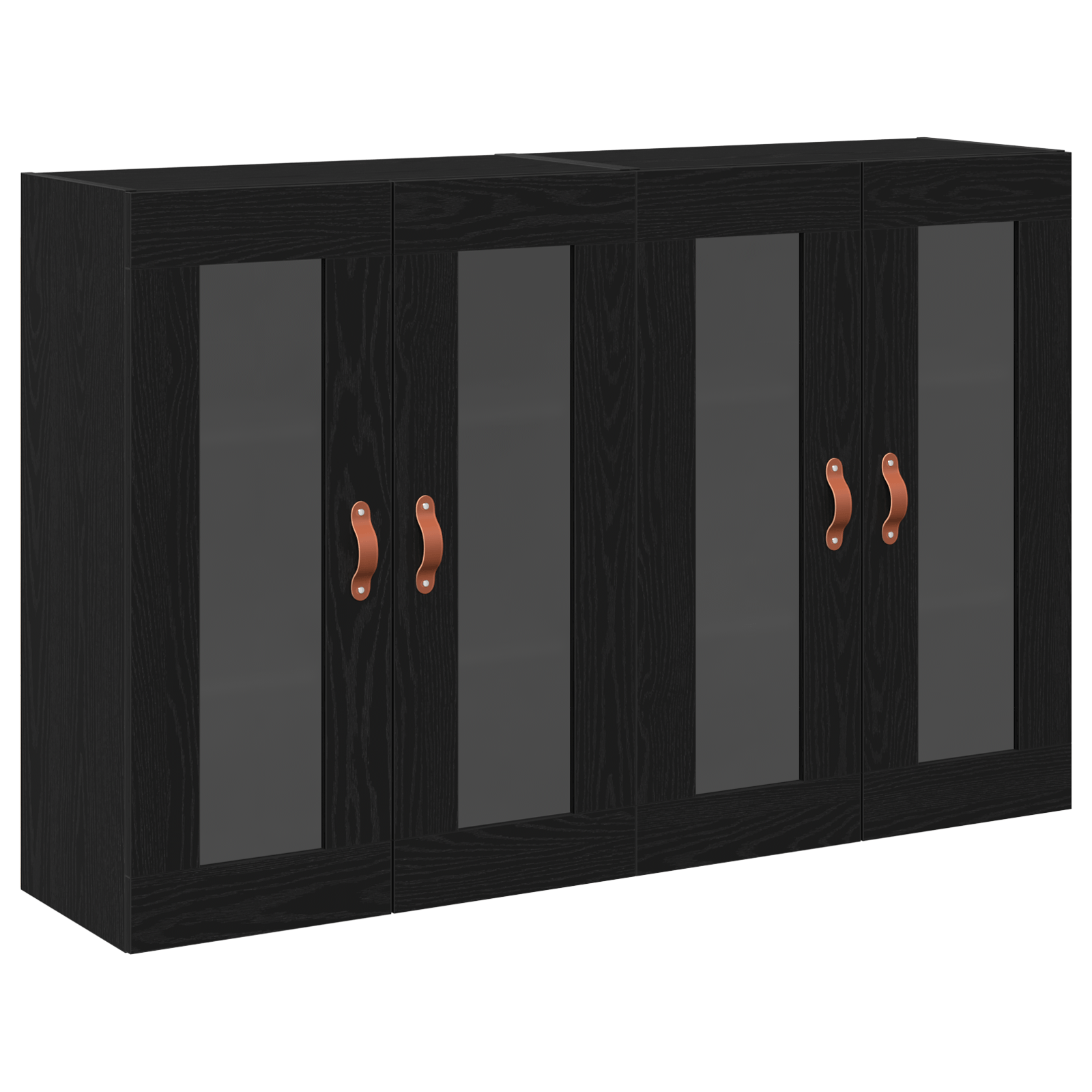 Mobilier de perete 2 buc Negru Stejar 69,5x34x90 cm Lemn compus — imaginea 2