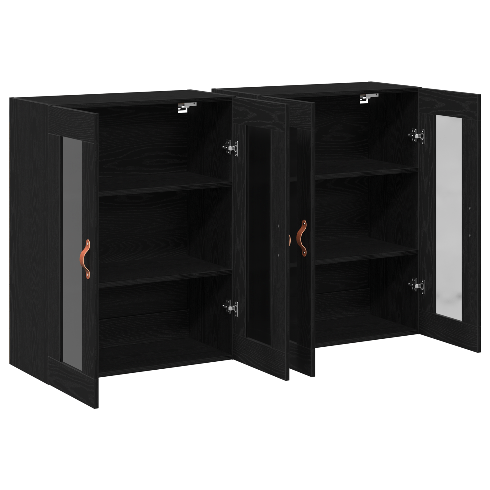 Mobilier de perete 2 buc Negru Stejar 69,5x34x90 cm Lemn compus — imaginea 5