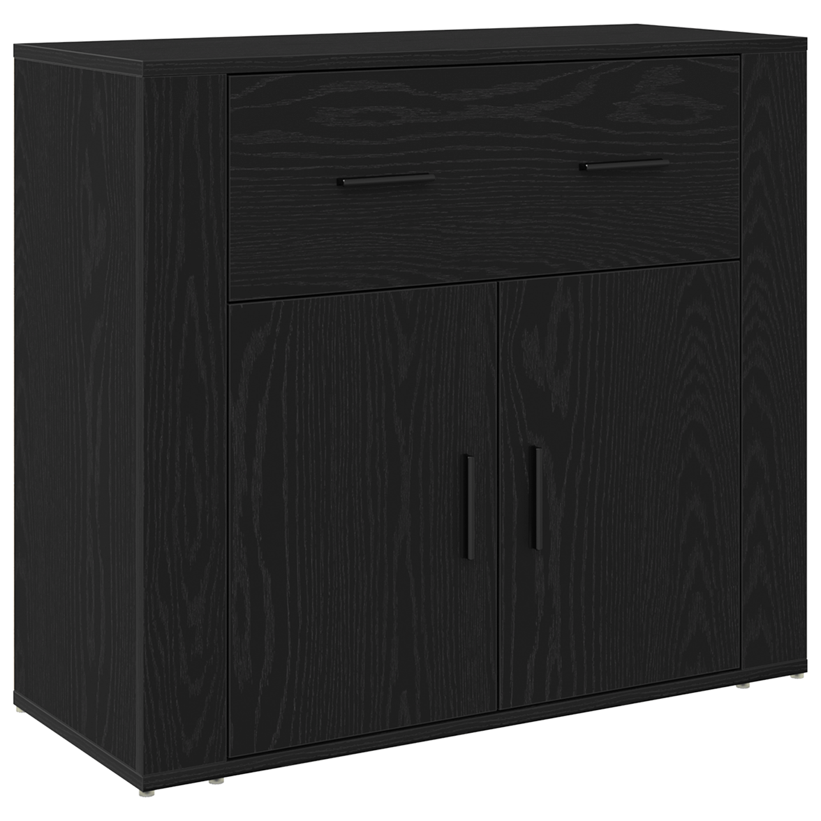 Highboard Stejar Negru 80x33x150 cm Lemn Prelucrat — imaginea 6