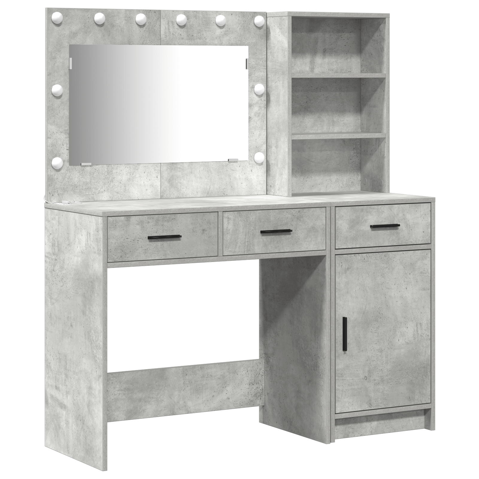 Set masa toaleta cu LED, 2 piese, gri beton, lemn prelucrat — imaginea 4