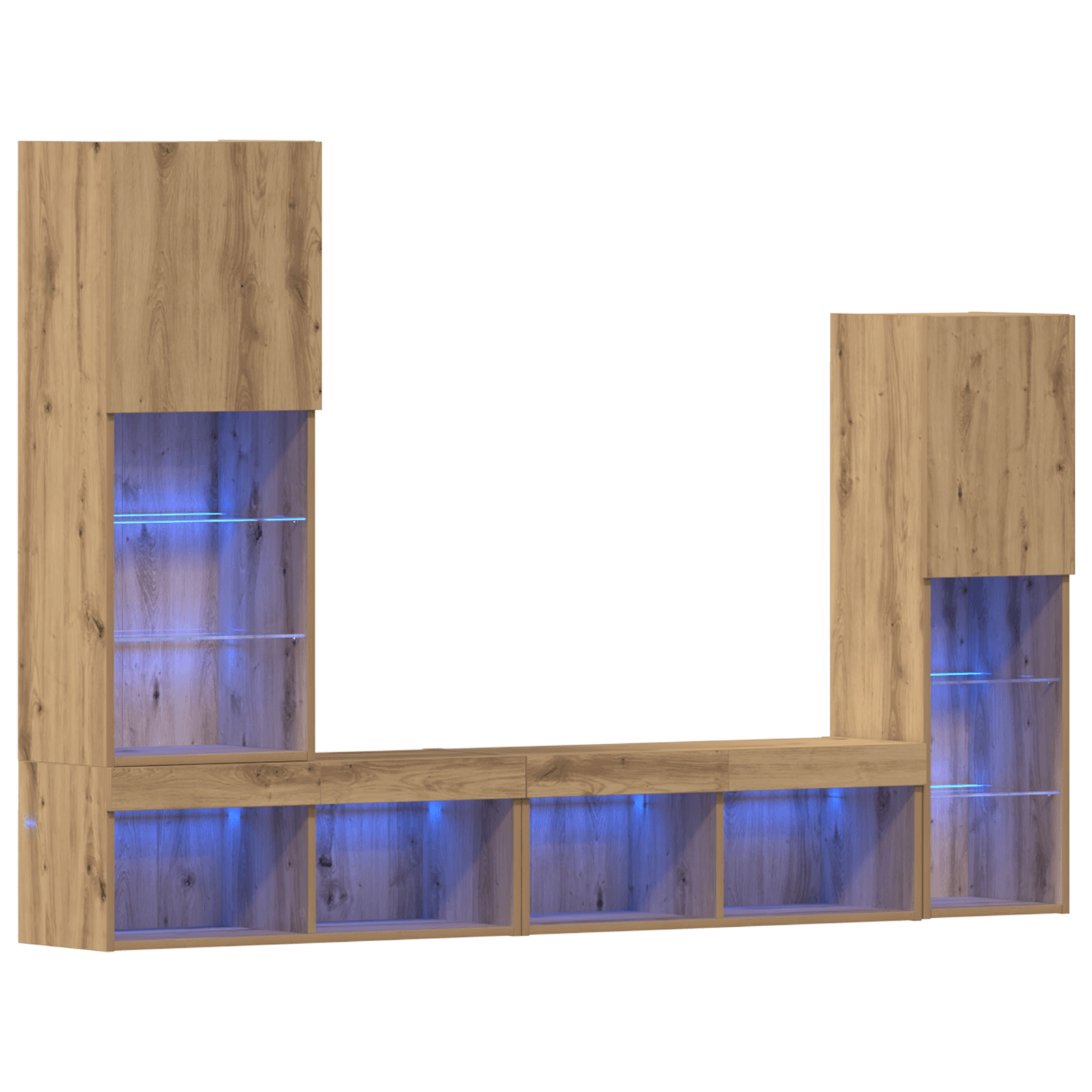 Dulap TV cu lumini LED Stejar artizanal 40.5x30x102 cm — imaginea 2
