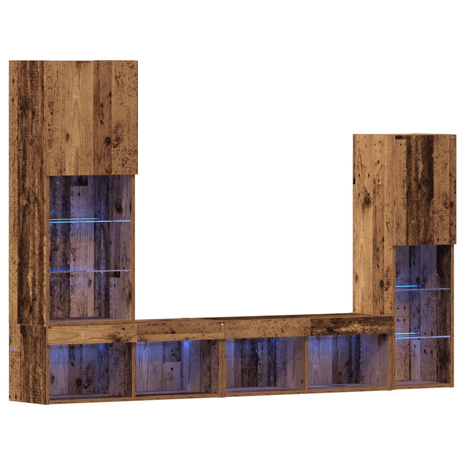 Dulap TV cu lumini LED Lemn erodat 40.5x30x102 cm — imaginea 2