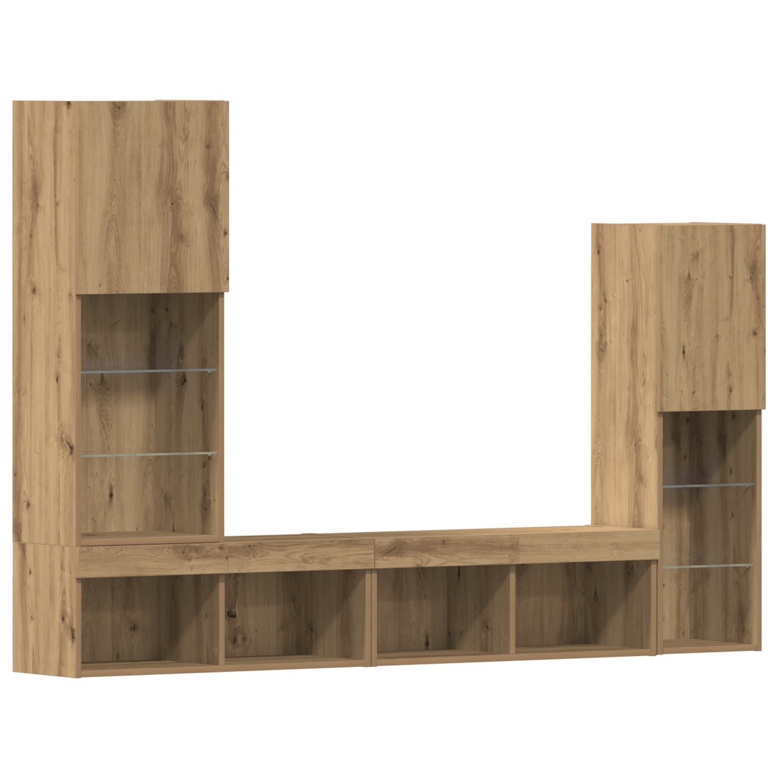 Dulap TV cu lumini LED Stejar artizanal 40.5x30x102 cm — imaginea 10