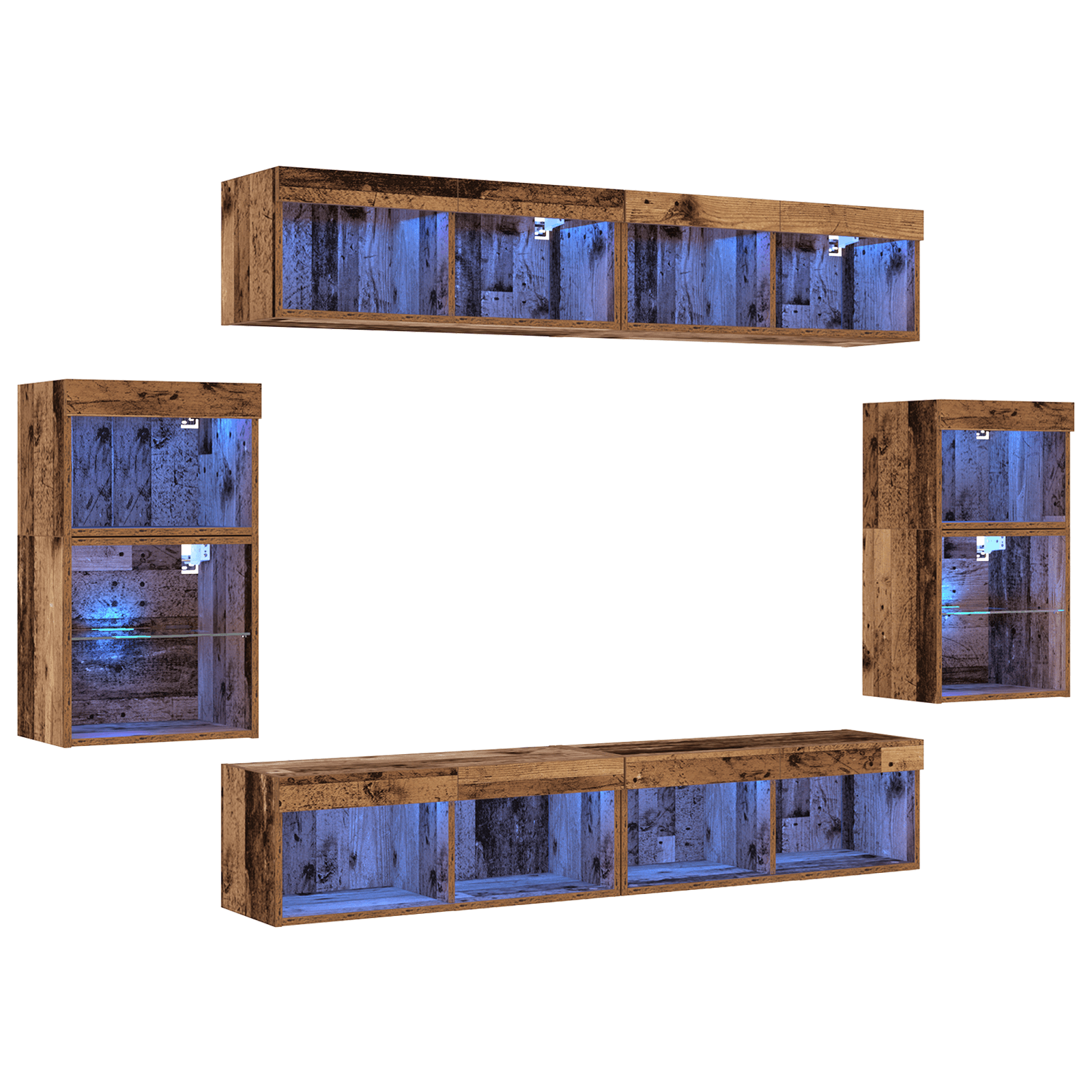 Raft flotant 2 buc Lemn vechi 40x28.5x40 cm Lemn prelucrat — imaginea 2