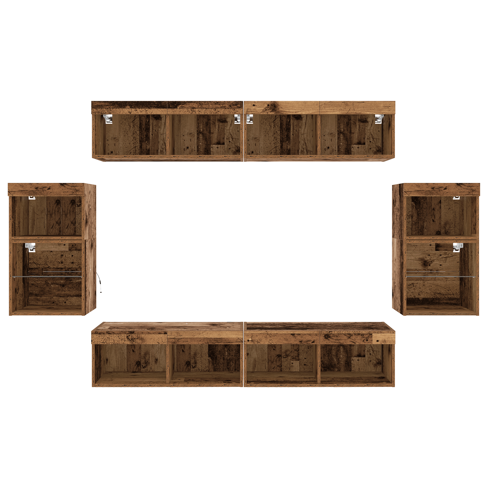 Raft flotant 2 buc Lemn vechi 40x28.5x40 cm Lemn prelucrat — imaginea 9