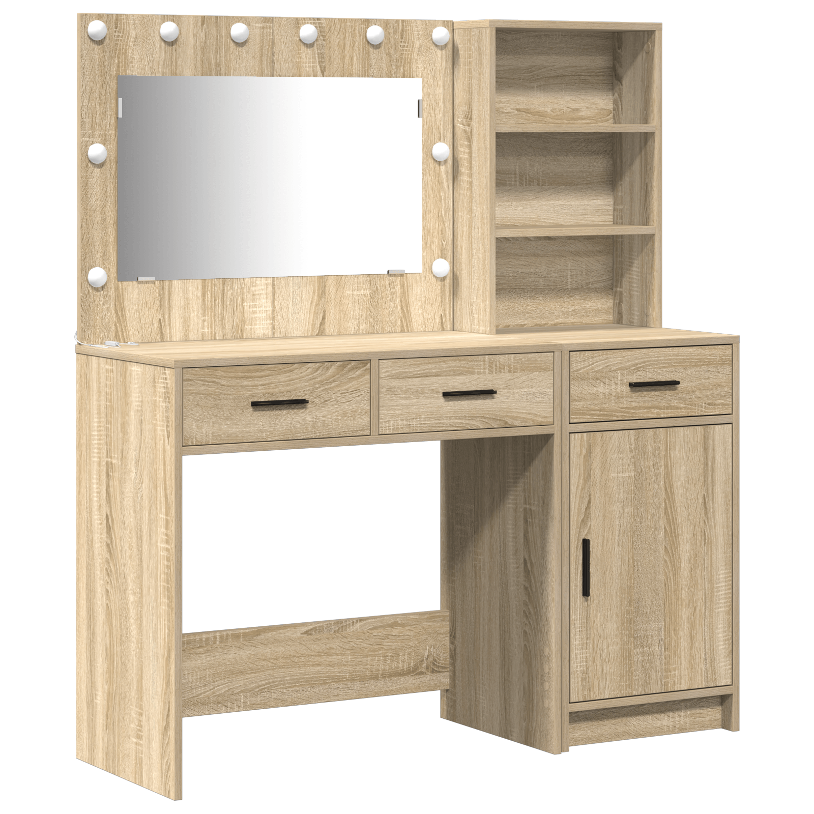 Set masa toaleta cu LED, 2 piese, stejar sonoma, lemn prelucrat — imaginea 4