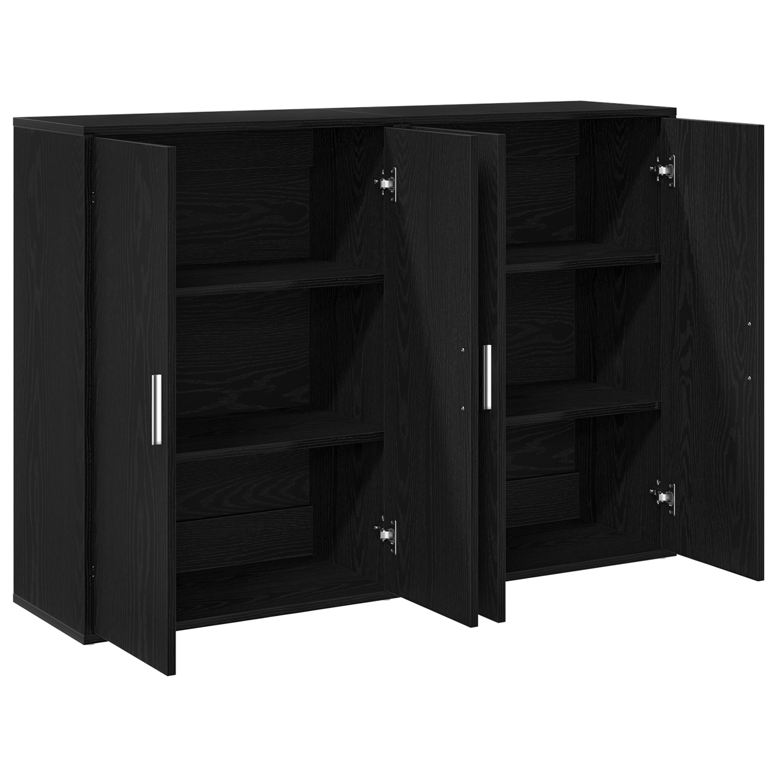 Servante 2 buc Negru Stejar 60x31x84 cm Lemn ingineresc — imaginea 5