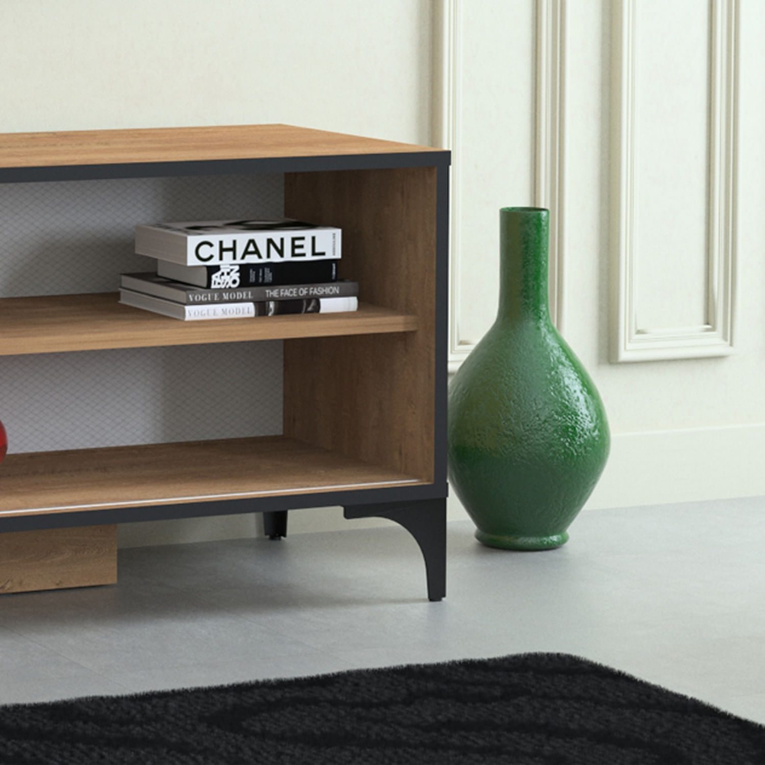 Comoda tv, Hanah Home, pal melaminat, stejar, 125x42x54 cm — imaginea 4