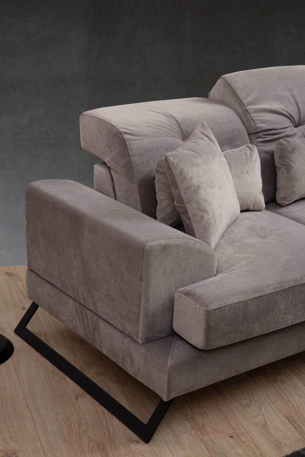 Canapea 2 locuri, Hanah Home, lemn fag si pal, gri deschis, 185x100x92 cm — imaginea 2
