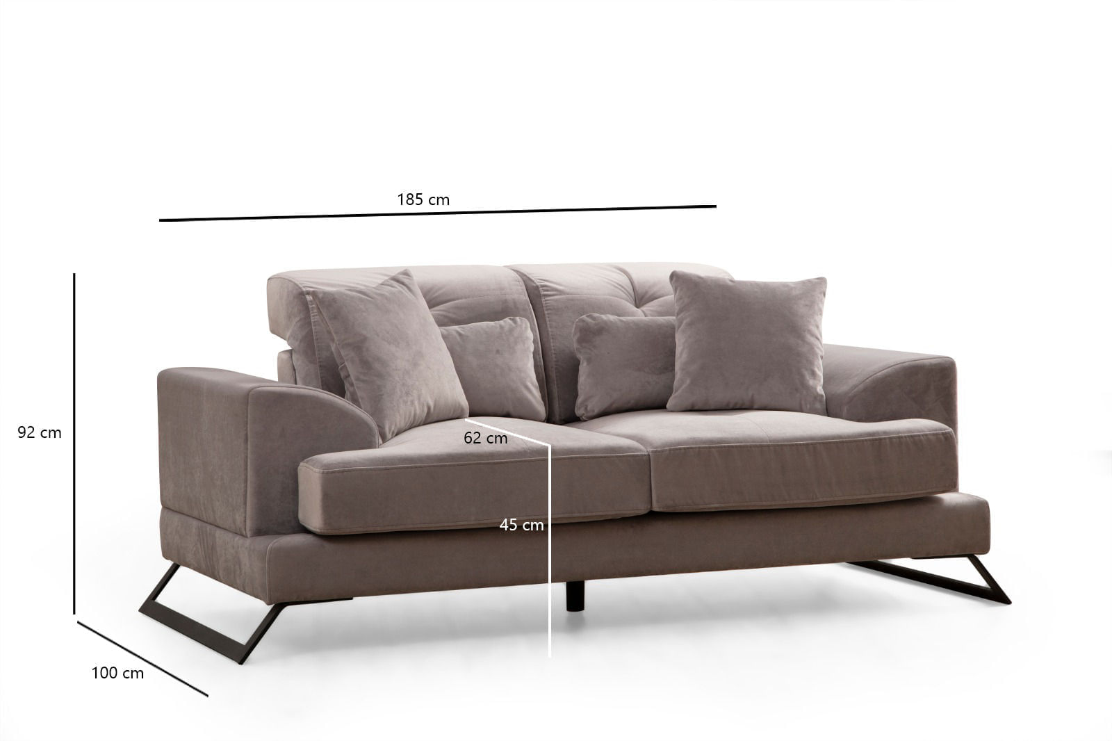 Canapea 2 locuri, Hanah Home, lemn fag si pal, gri deschis, 185x100x92 cm — imaginea 6
