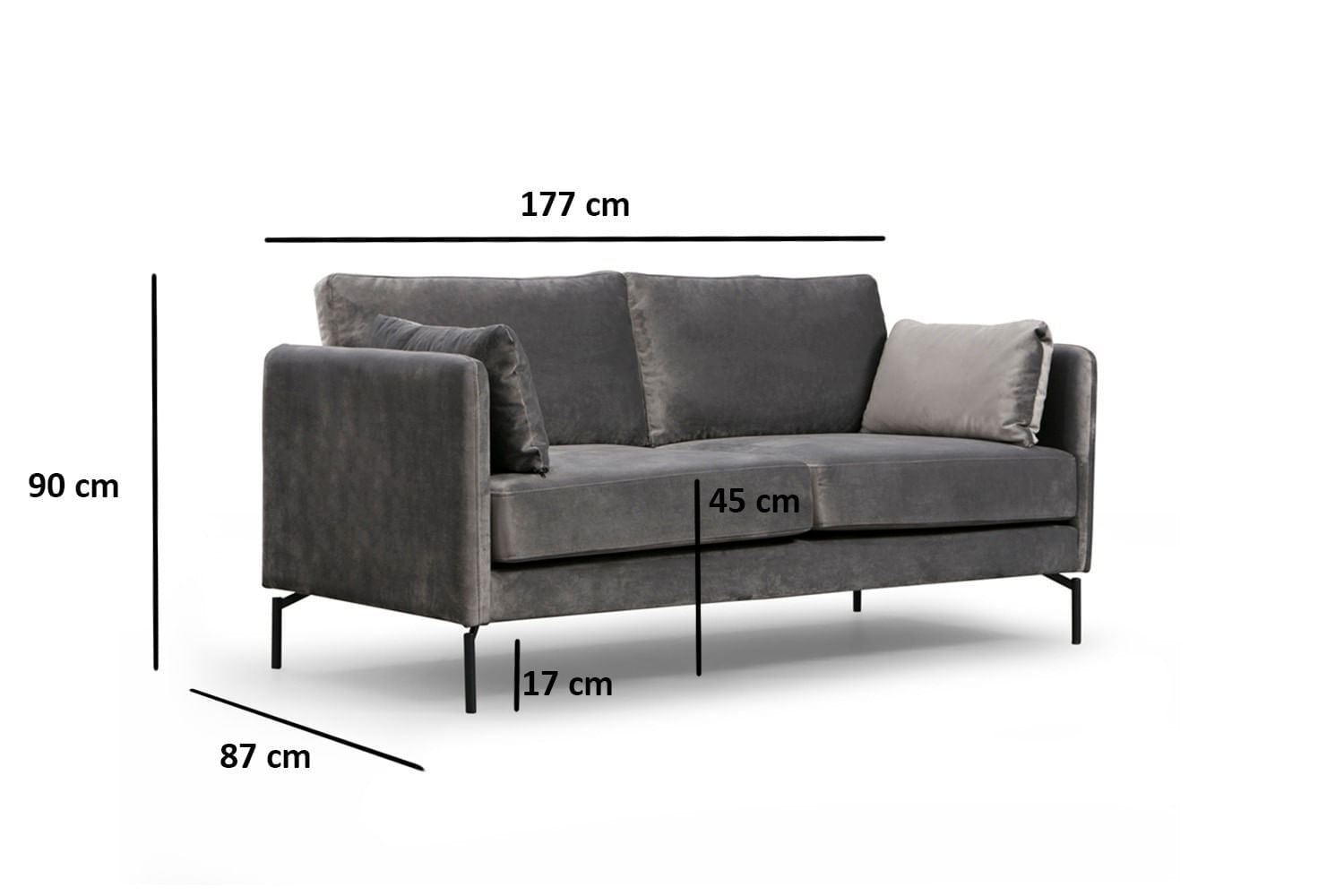 Canapea 2 locuri, Hanah Home, lemn fag, gri, 177x87x90 cm — imaginea 7