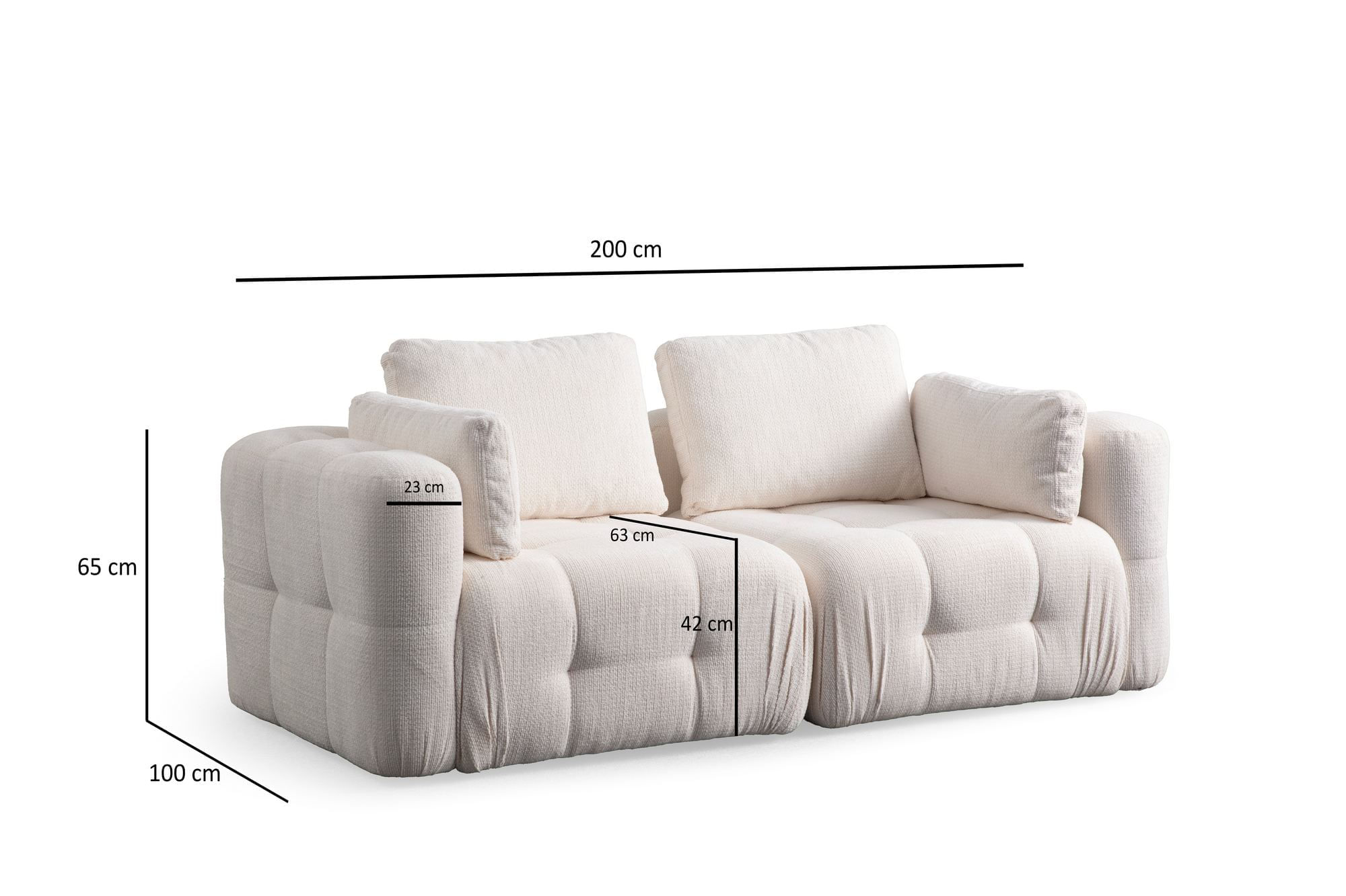 Canapea 2 locuri, Atelier Del Sofa, poliester, alb, 300x120x65 cm — imaginea 6
