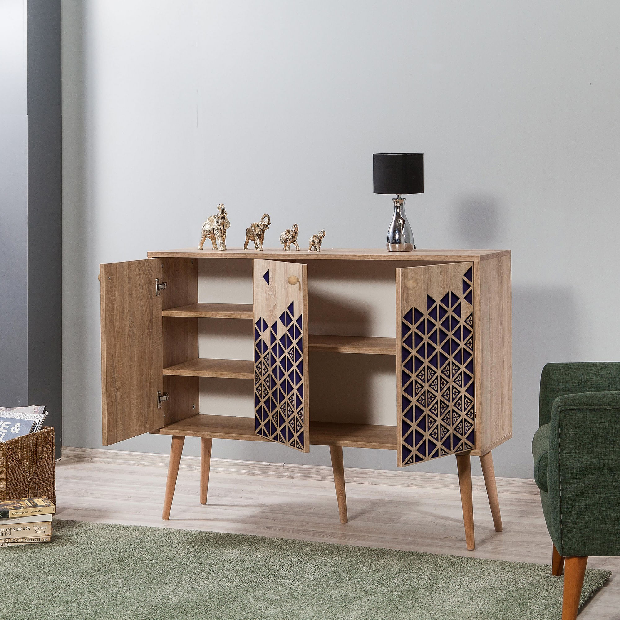 Consola, Hanah Home, pal melaminat, stejar sonoma, 120x36x90 cm, 863SPH3418 — imaginea 3