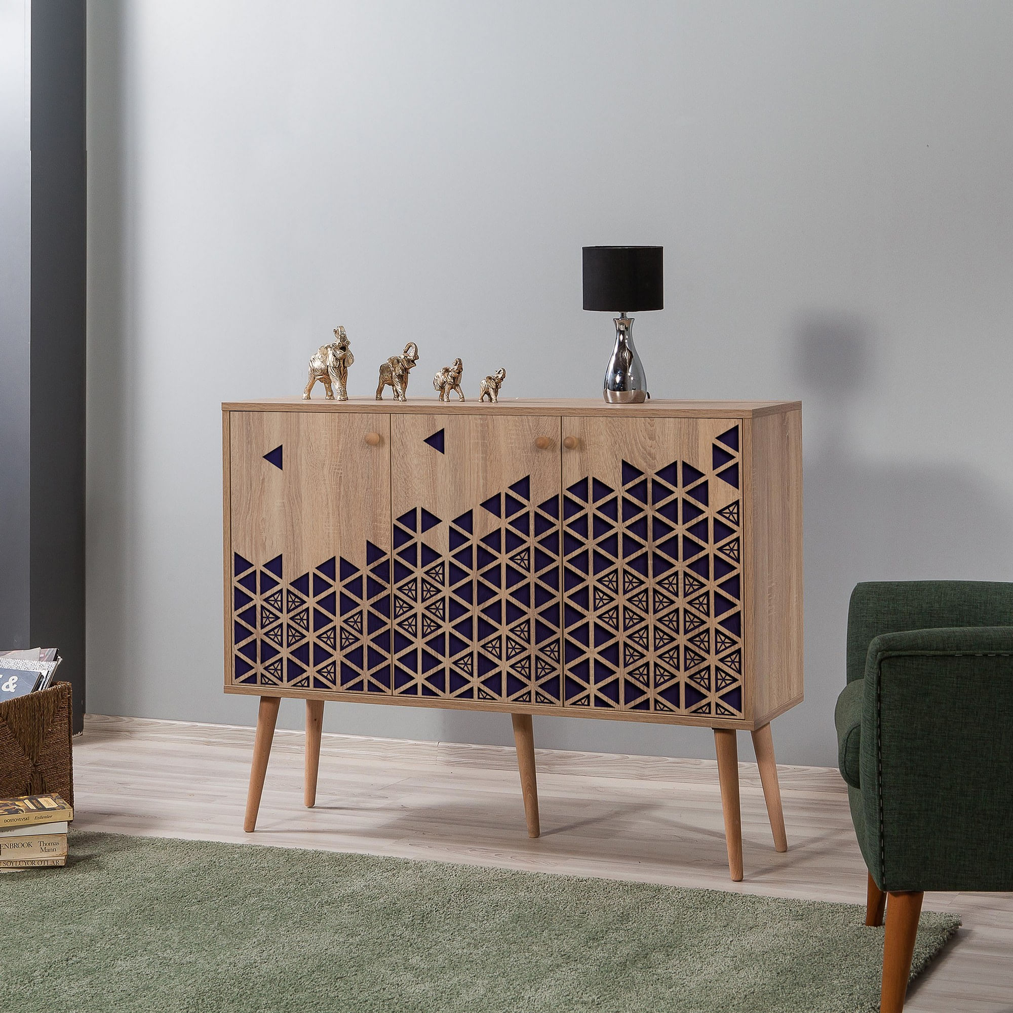 Consola, Hanah Home, pal melaminat, stejar sonoma, 120x36x90 cm, 863SPH3418 — imaginea 5