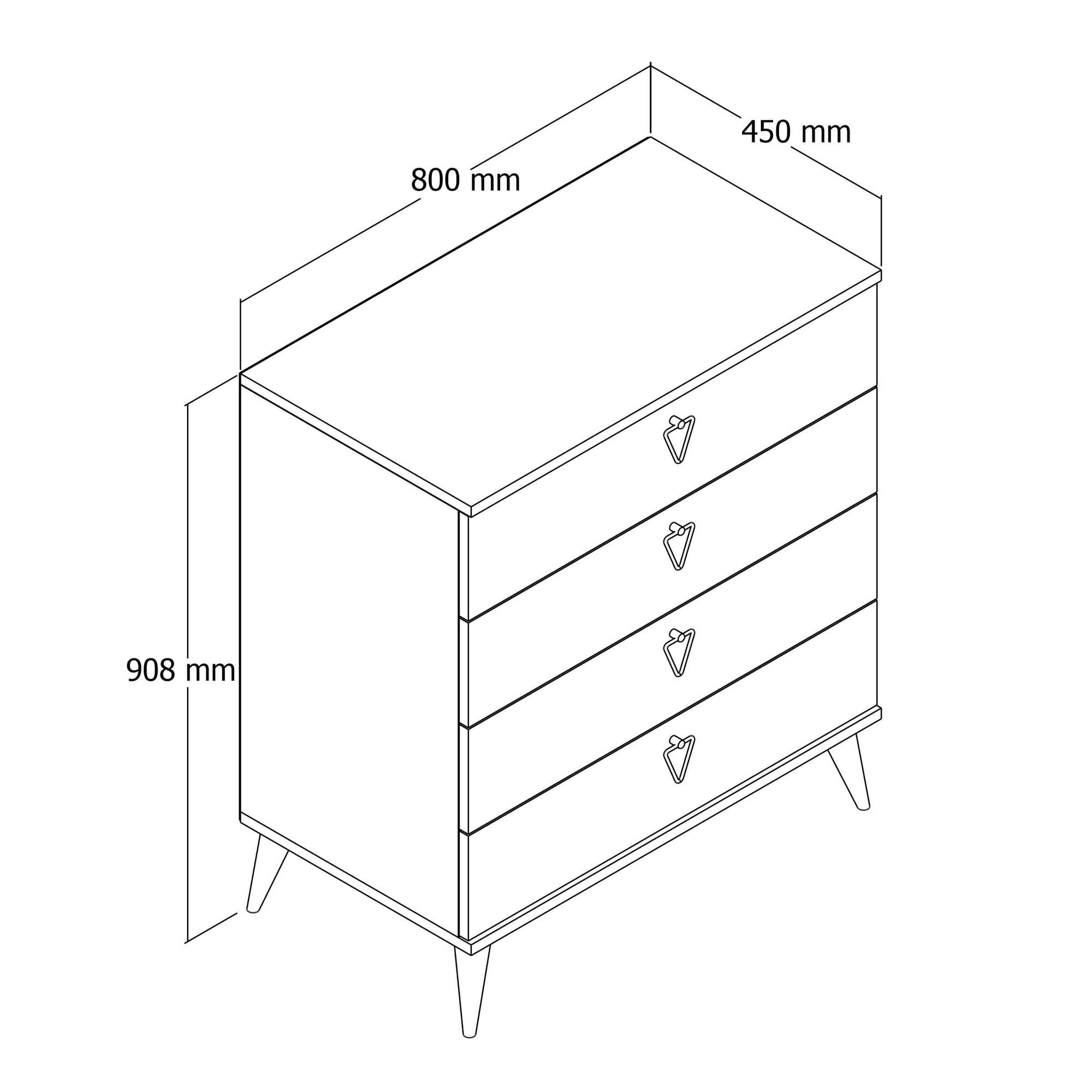 Comoda, Hanah Home, pal melaminat, stejar si alb, 80x45x90.8 cm — imaginea 4