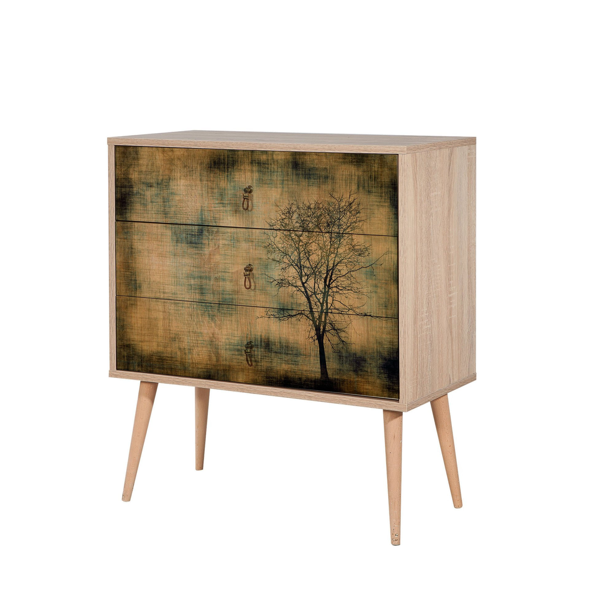 Comoda, Hanah Home, pal melaminat, stejar sonoma, 80x40x90 cm, 863SPH3408