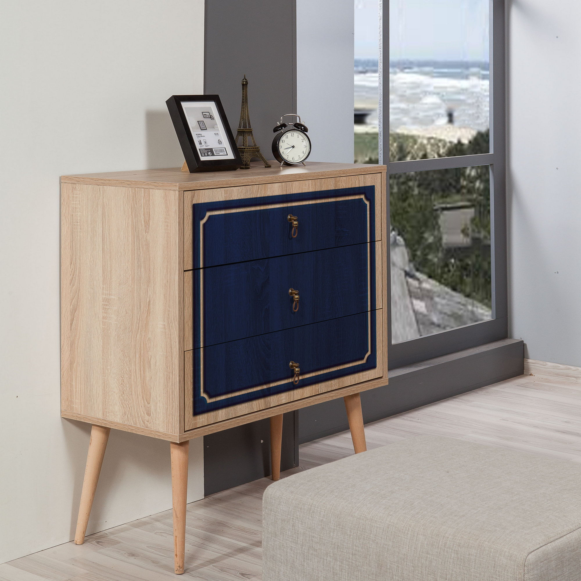 Comoda, Hanah Home, pal melaminat, stejar sonoma, 80x40x90 cm, 869VEL3436 — imaginea 3