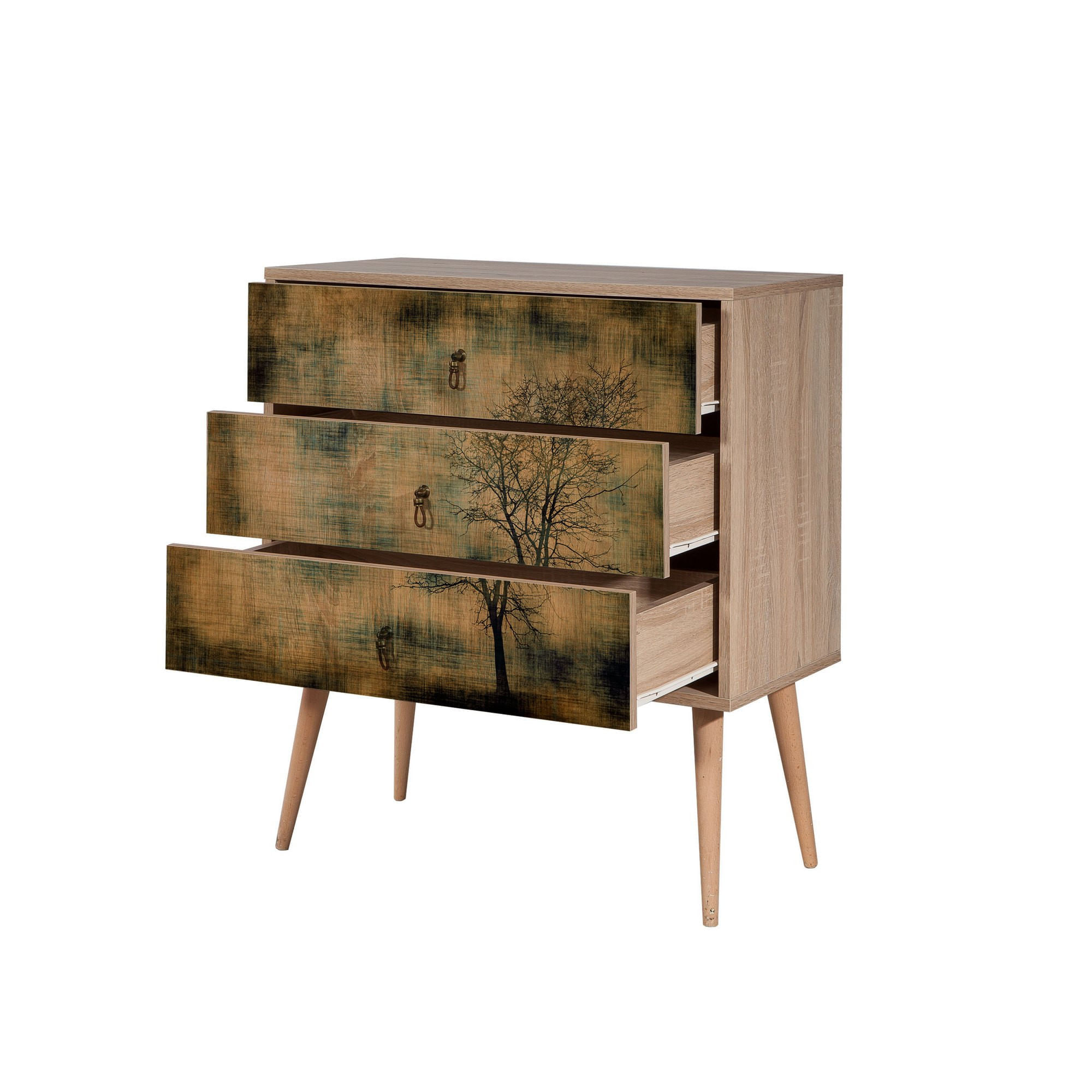 Comoda, Hanah Home, pal melaminat, stejar sonoma, 80x40x90 cm, 863SPH3408 — imaginea 4