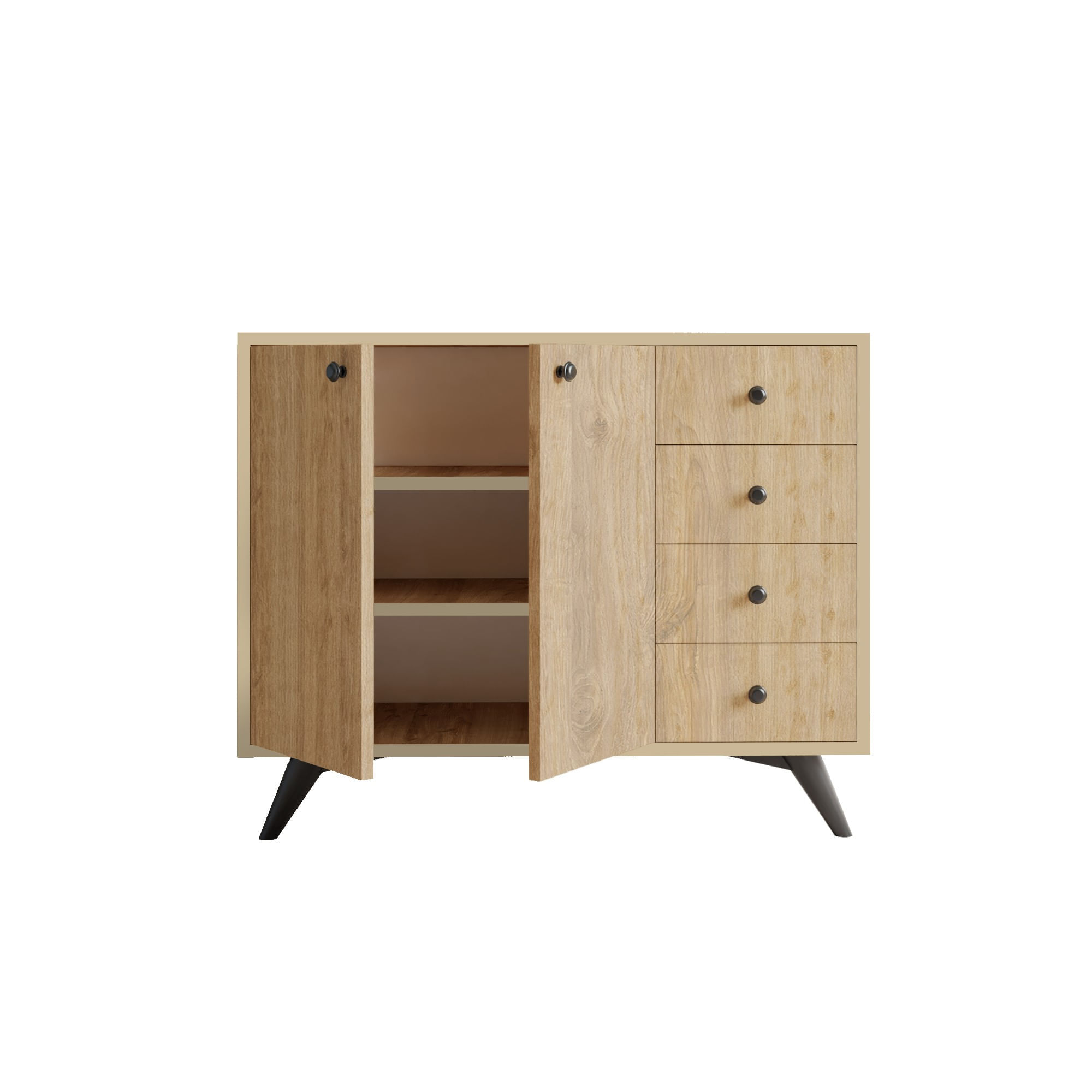 Comoda multifunctionala, Hanah Home, pal melaminat, stejar, 100x82x35 cm — imaginea 2