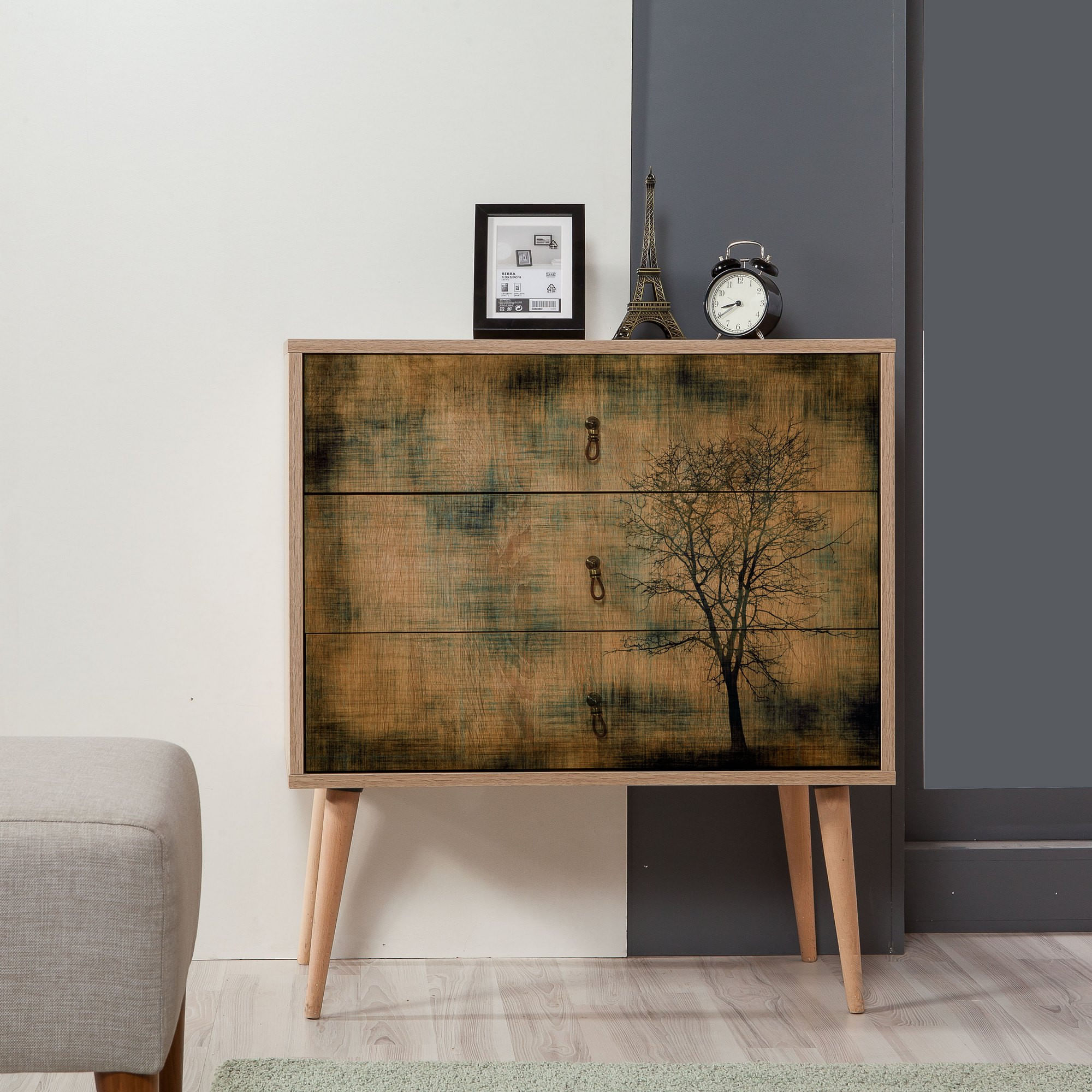 Comoda, Hanah Home, pal melaminat, stejar sonoma, 80x40x90 cm, 863SPH3408 — imaginea 5