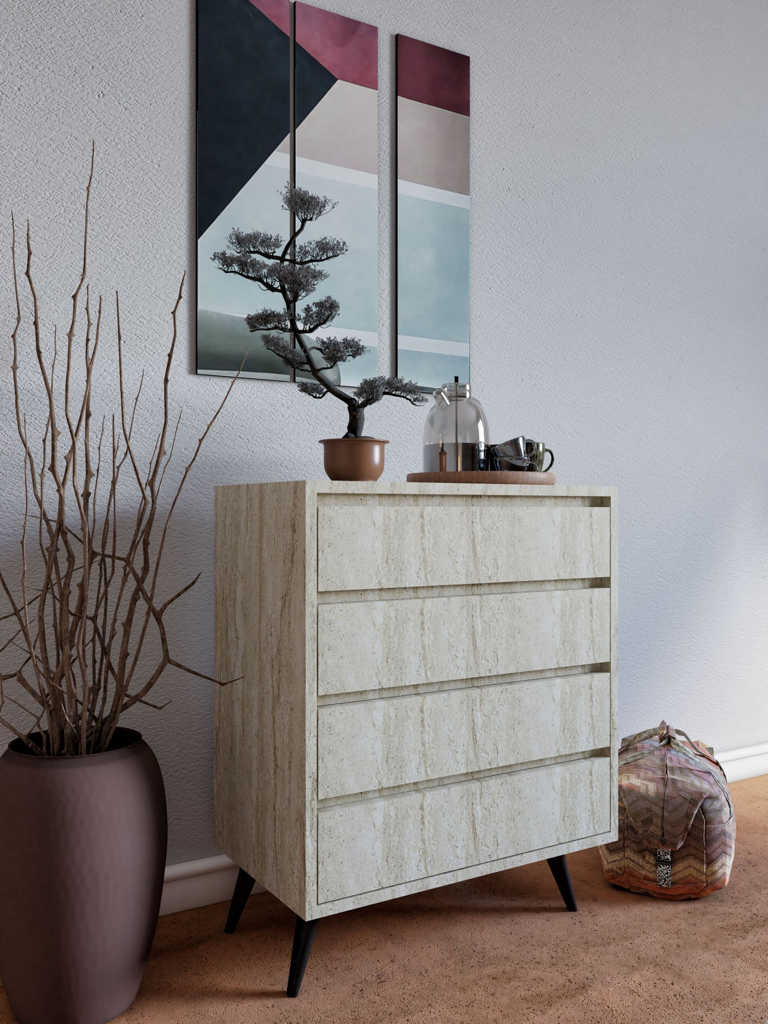 Comoda, Hanah Home, pal melaminat, travertin, 70x40x86 cm — imaginea 2