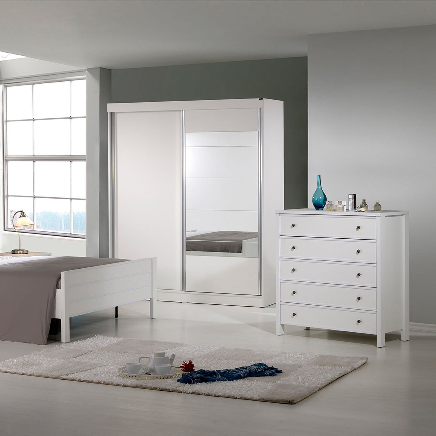 Comoda, Hanah Home, pal melaminat, alb, 100x47x110 cm — imaginea 3