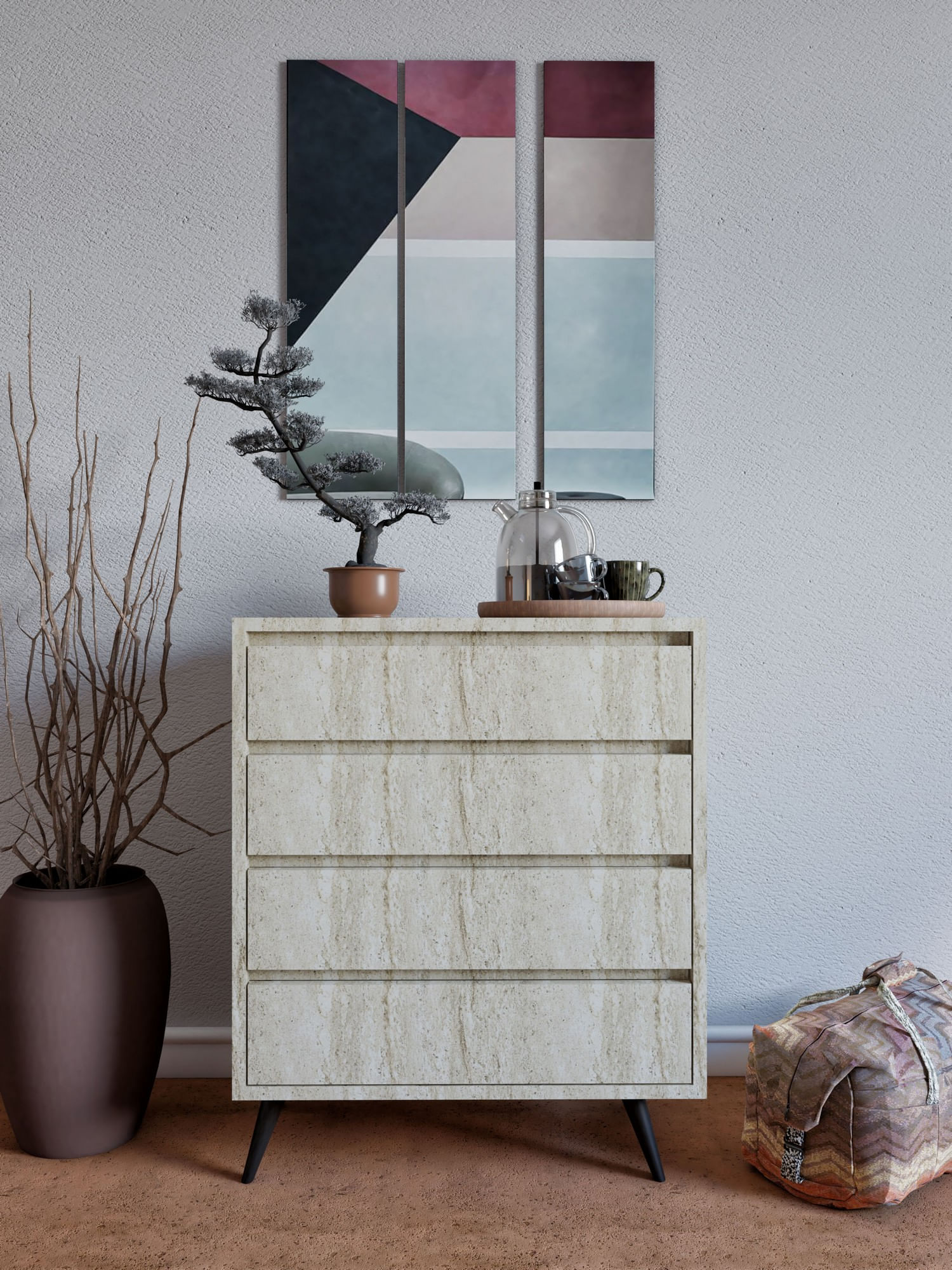 Comoda, Hanah Home, pal melaminat, travertin, 70x40x86 cm — imaginea 3