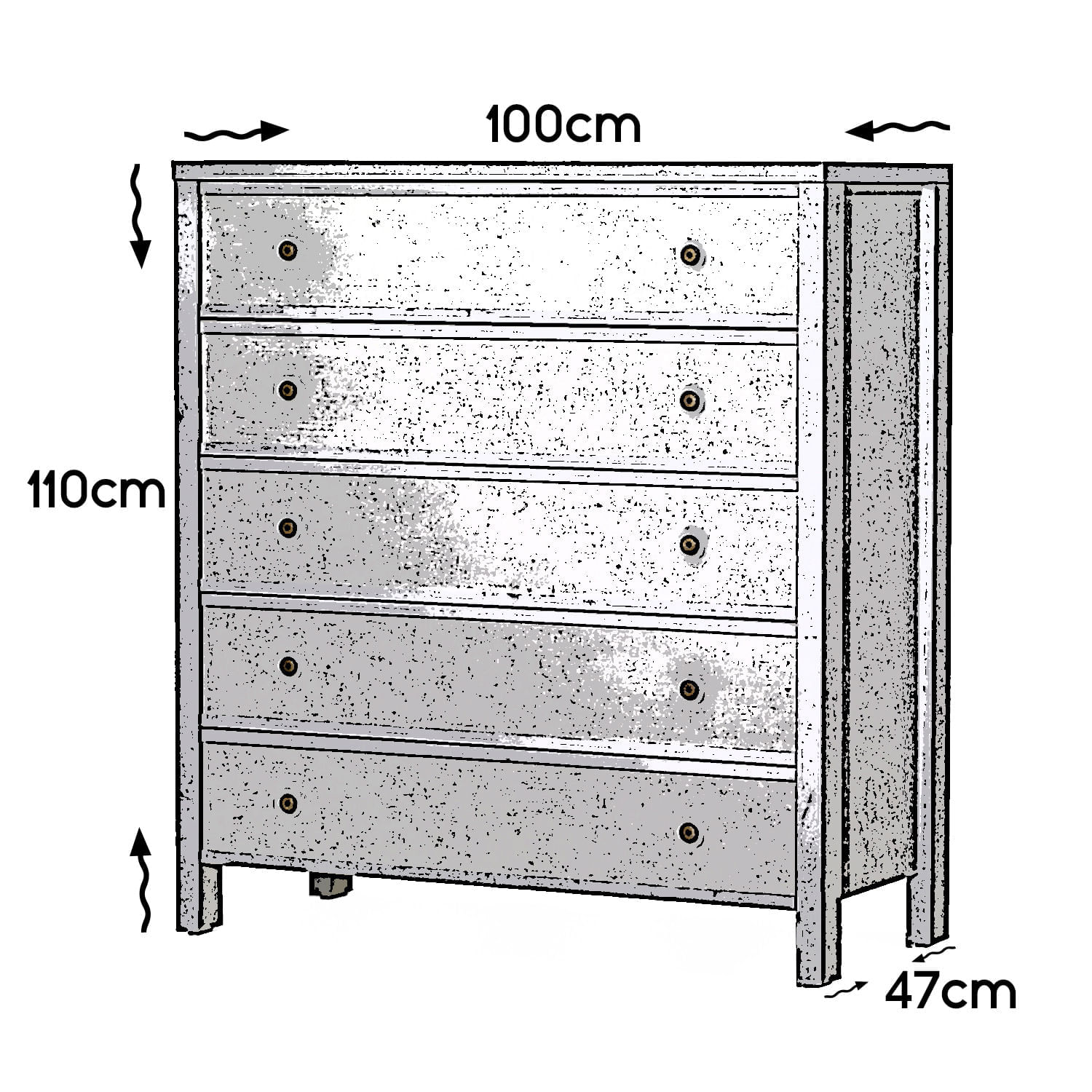 Comoda, Hanah Home, pal melaminat, alb, 100x47x110 cm — imaginea 4
