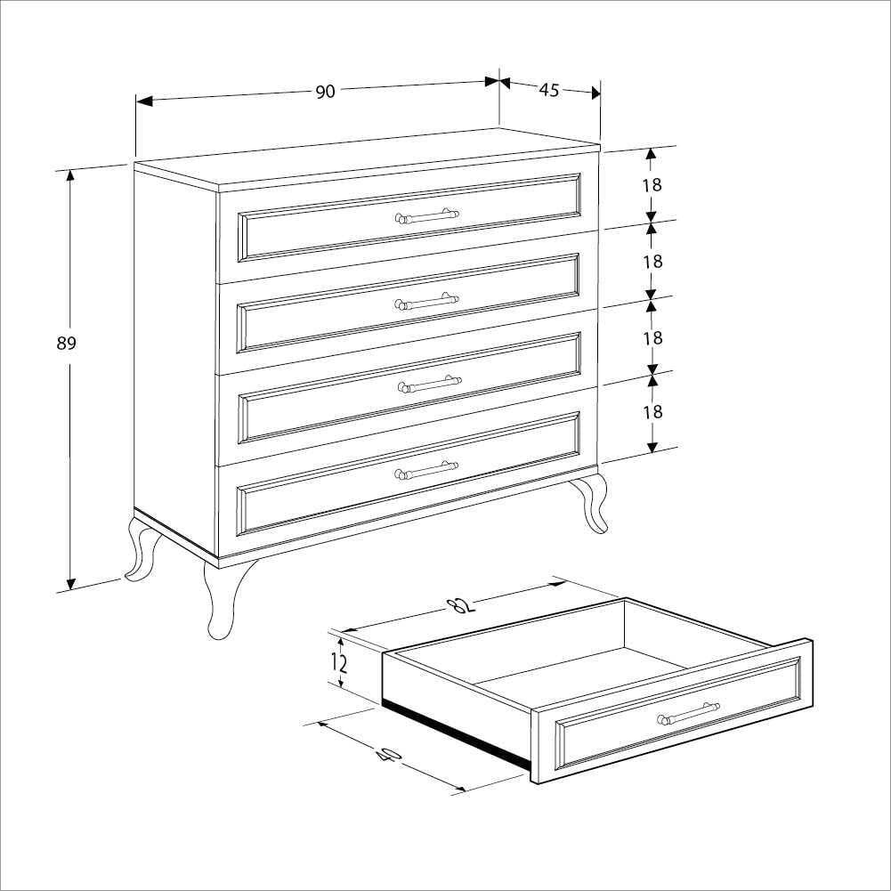 Comoda, Hanah Home, pal melaminat, alb, 90x45x89 cm — imaginea 7