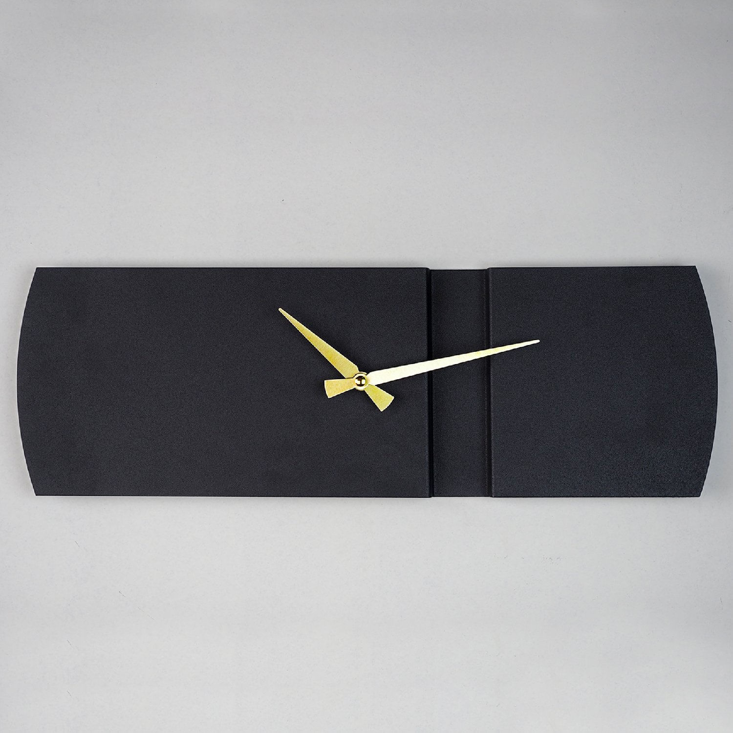 Ceas de perete decorativ, Wallxpert, otel, negru auriu, 49x16 cm
