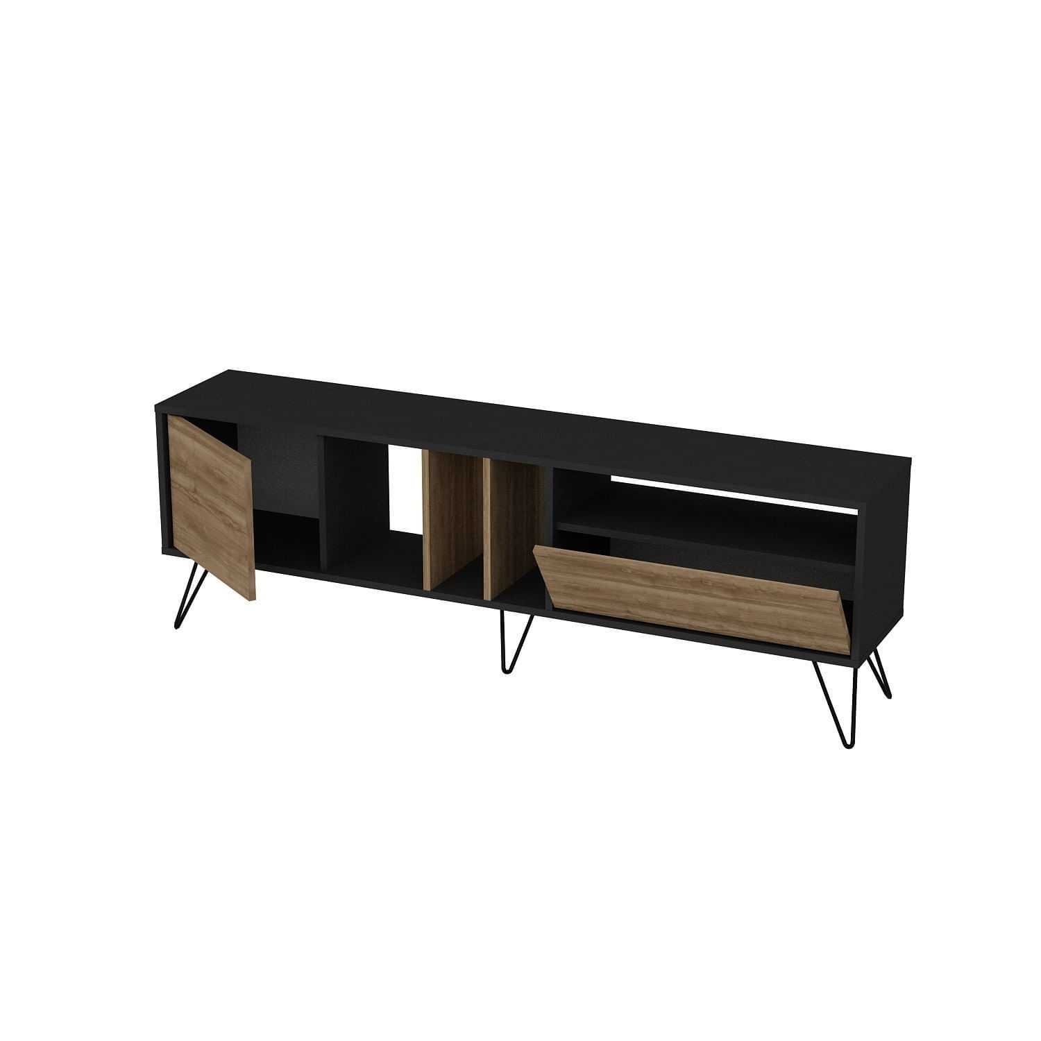 Comoda tv, Hanah Home, pal melaminat, nuc si negru, 180x35.5x58.7 cm — imaginea 5