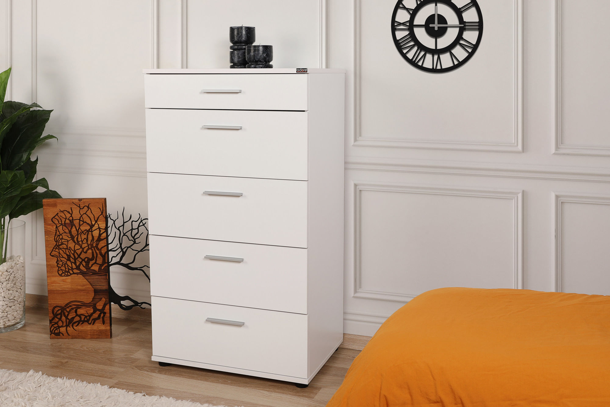 Comoda, Hanah Home, pal melaminat, alb, 60x44x108 cm — imaginea 10