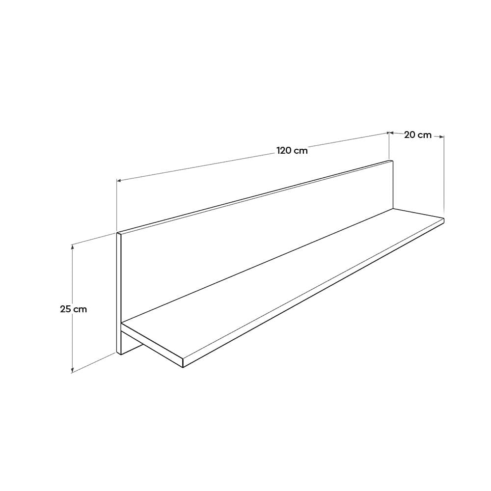 Raft de perete, Hanah Home, pal melaminat, nuc deschis, 120x25x20 cm — imaginea 7