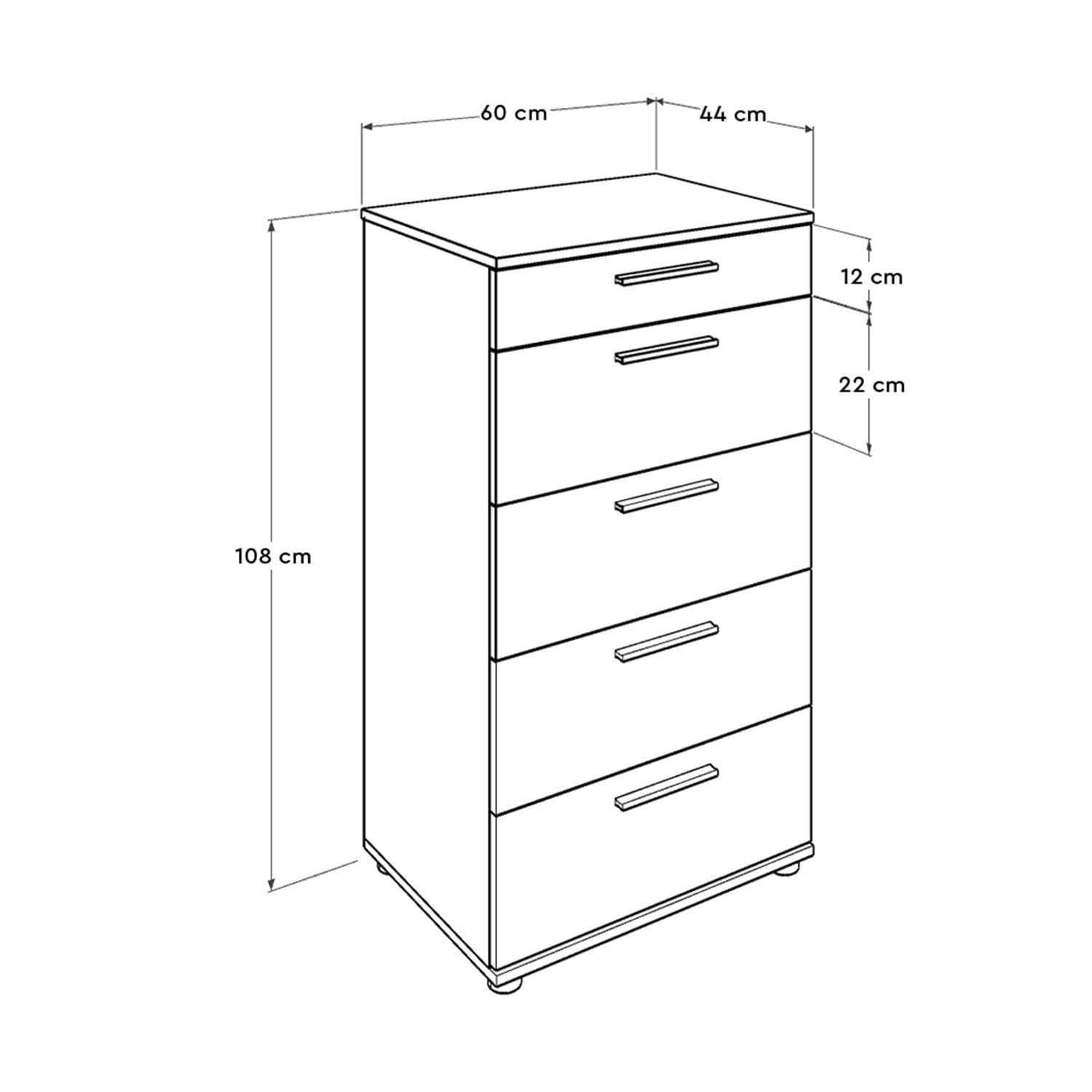 Comoda, Hanah Home, pal melaminat, alb, 60x44x108 cm — imaginea 12